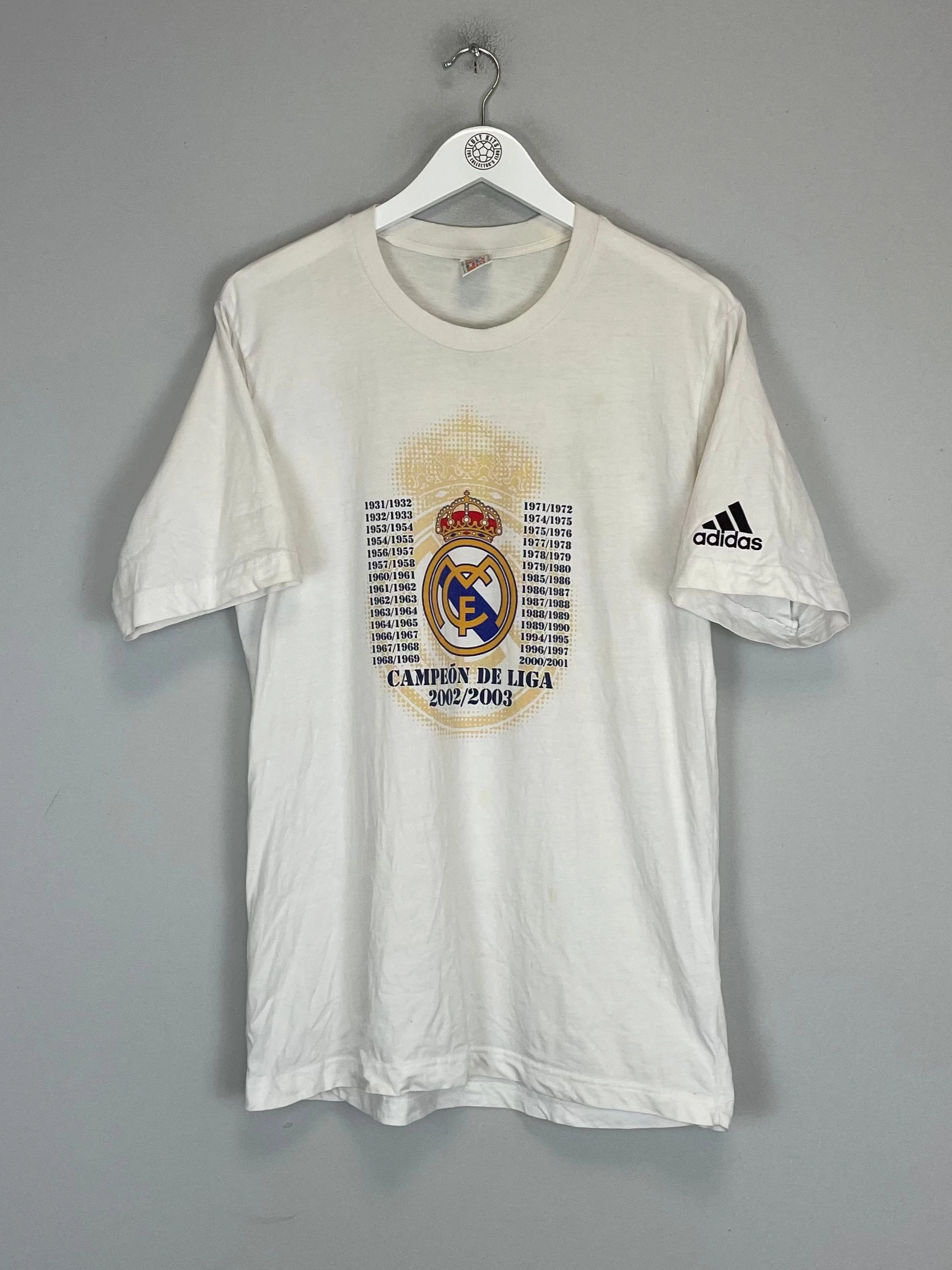 Maximum Flex Friction Reducing Fabric 2002/03 REAL MADRID '29 CHAMPIONS' T-SHIRT (S) ADIDAS