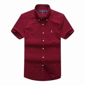hypoallergenic Vibrant color Ralph Lauren Maroon Oxford Male Short Sleeve