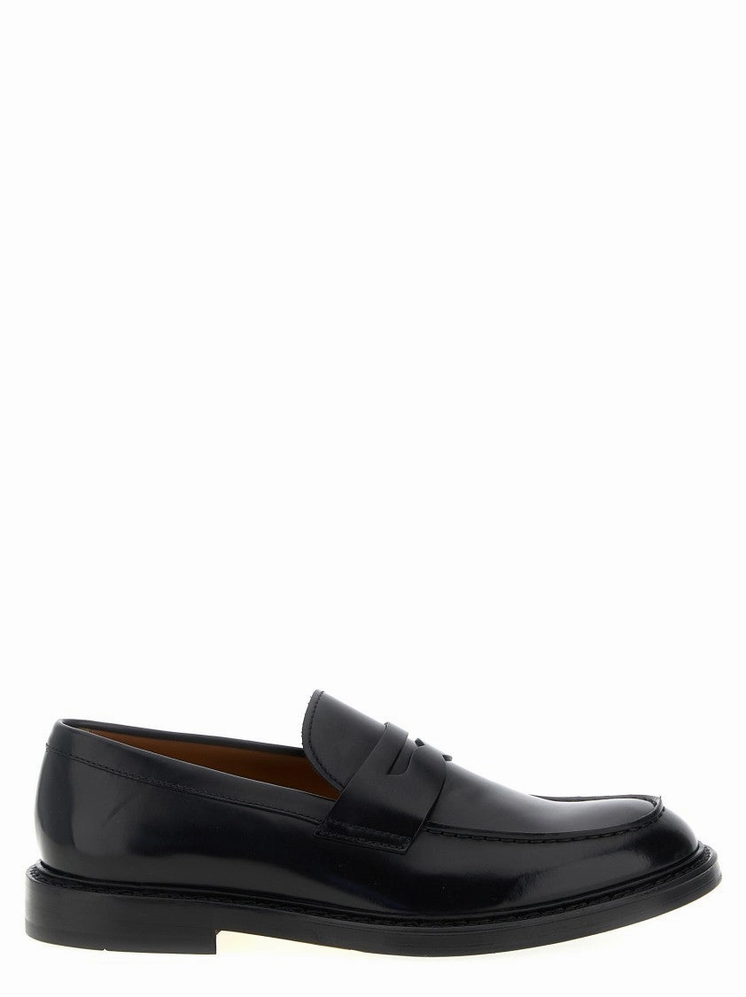 Stretchable Leather Loafers With Embossed Bowl Stitching