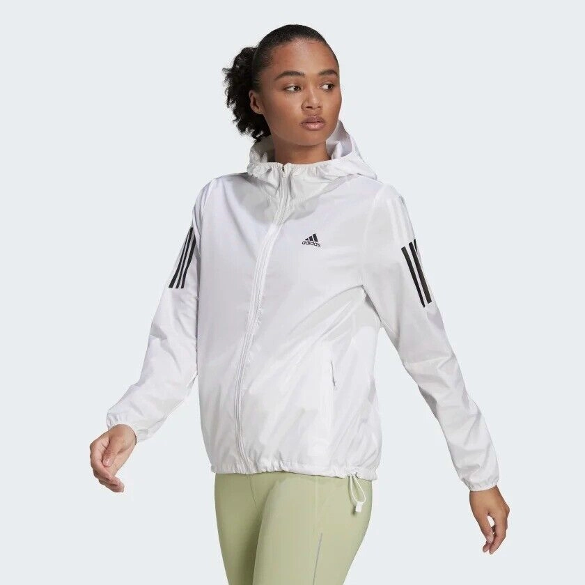 SnapFasteners adidas Own The Run Womens Running Jacket Winbreaker Ladies Fitness Coat White