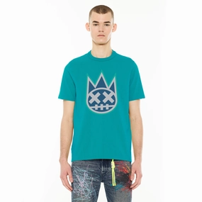 Cult's S/S Crew Neck Logo Tee in Blue Atoll Essential Comfort