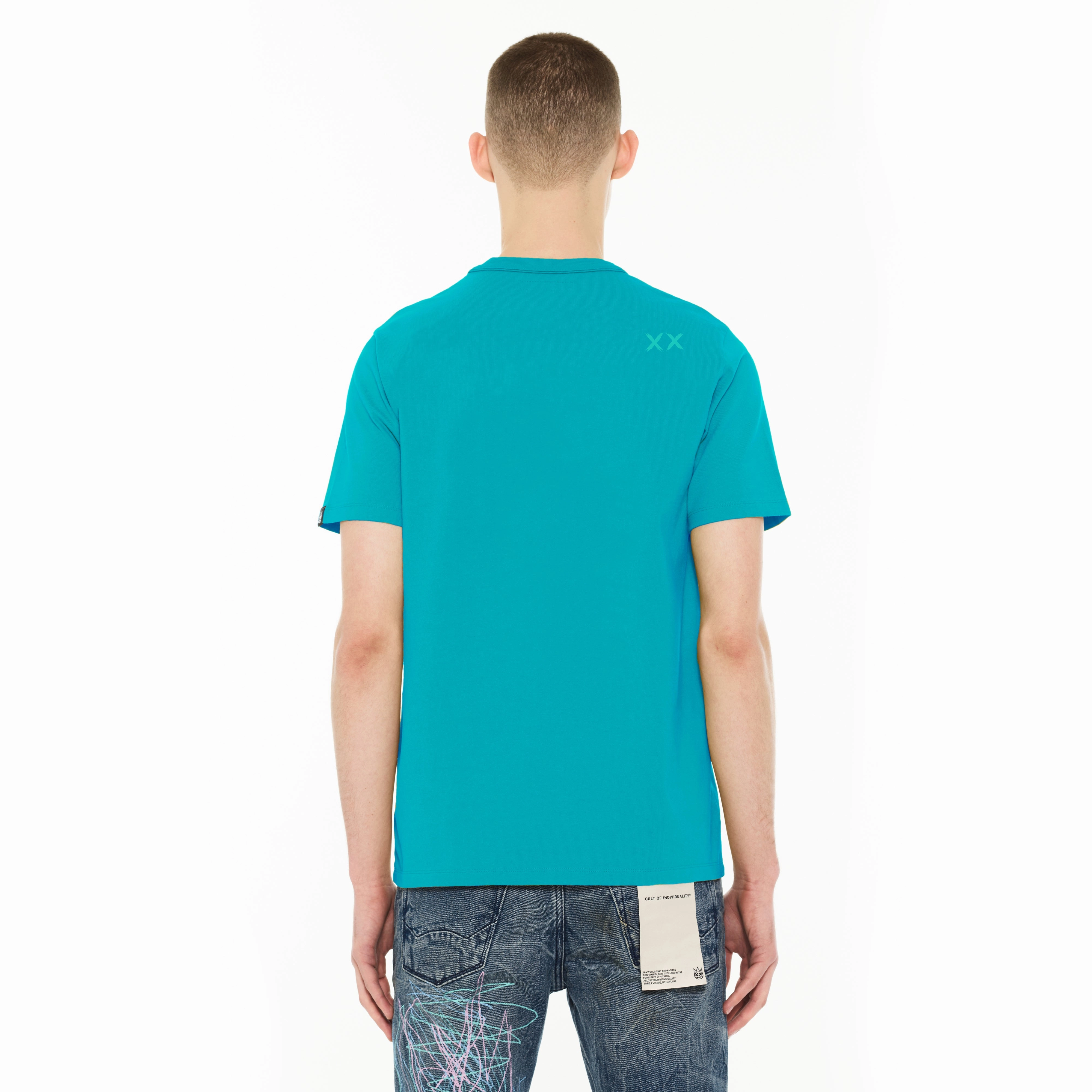 Top Rated Cult's S/S Crew Neck Logo Tee in Blue Atoll