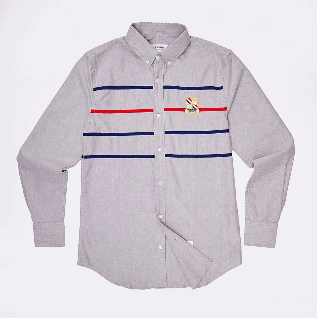 Relaxed Look New York Thom Browne Front Stripes Badge Shirt