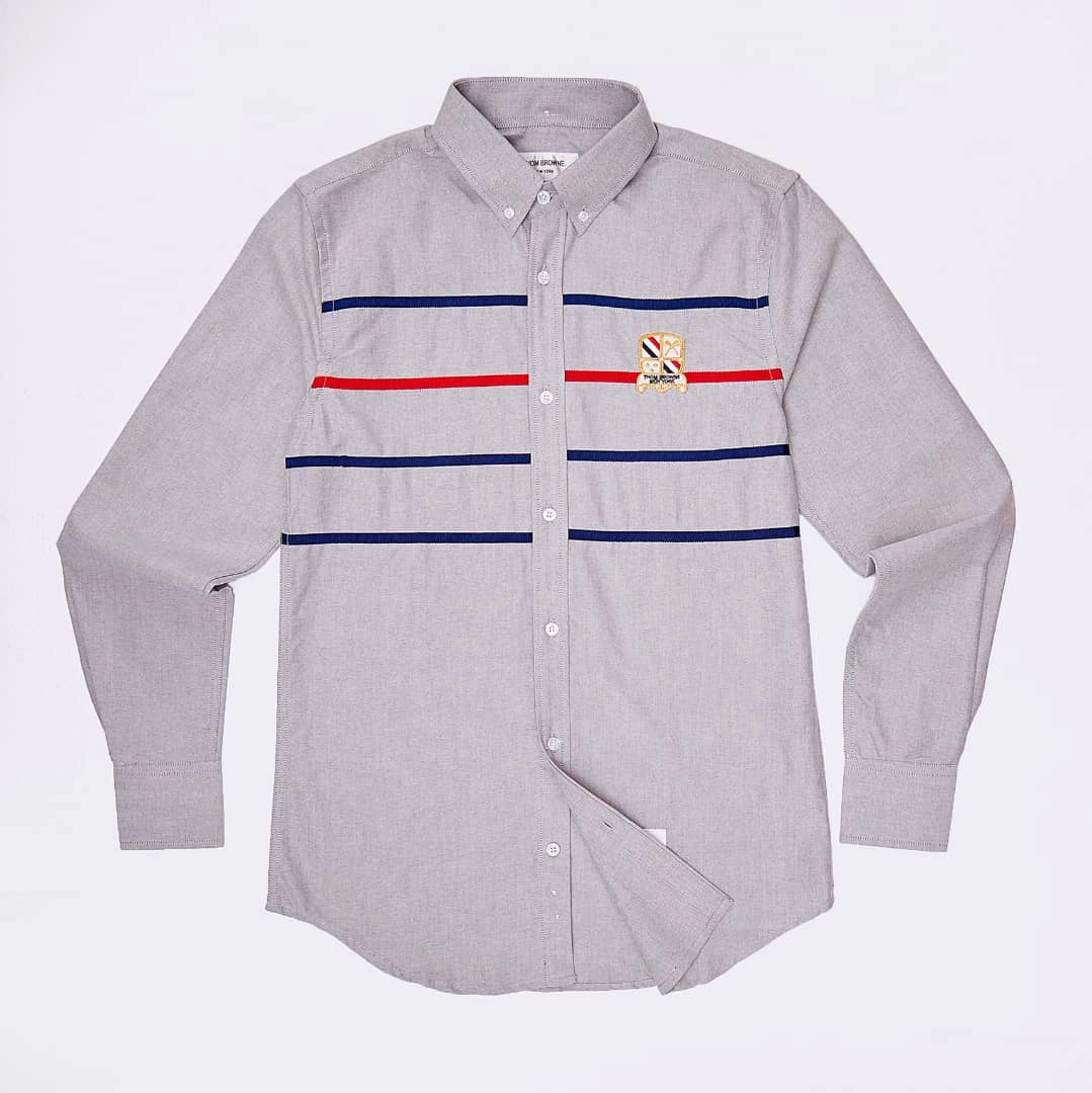 New York Thom Browne Front Stripes Badge Shirt Smart Casual Wear