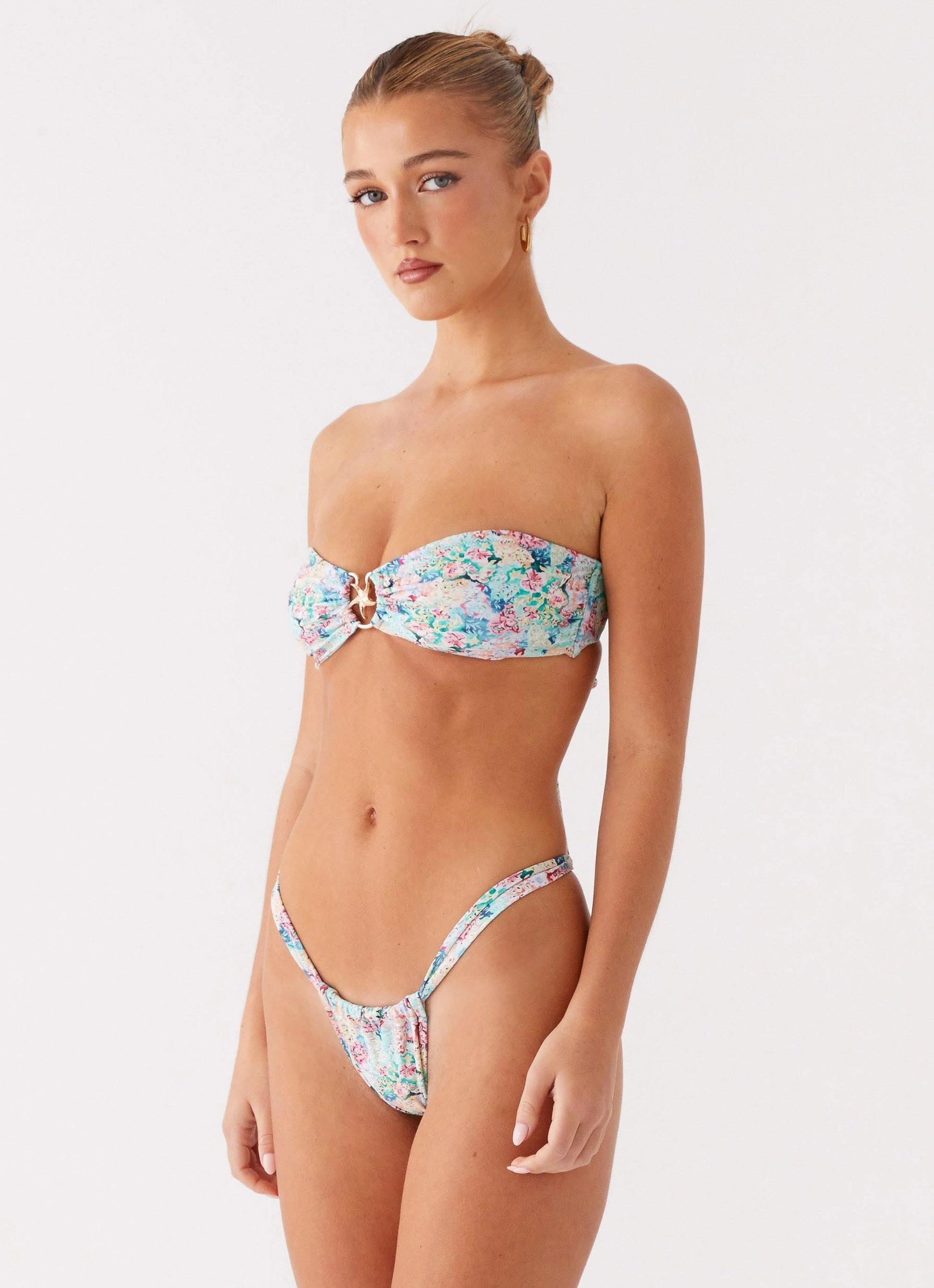 Airlie Scrunch Bikini Bottoms - Santorini Floral Aerodynamic Contour Panels