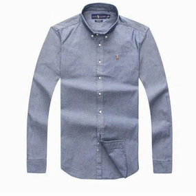 Recycled Polyester Blend Ralph Lauren Grey Small Pony Long Sleeve Oxford