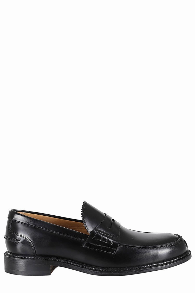 Almond Toe Black Leather Loafers Cushioned heel Comfortable Soles