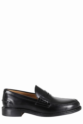 Almond Toe Black Leather Loafers Cushioned heel Comfortable Soles