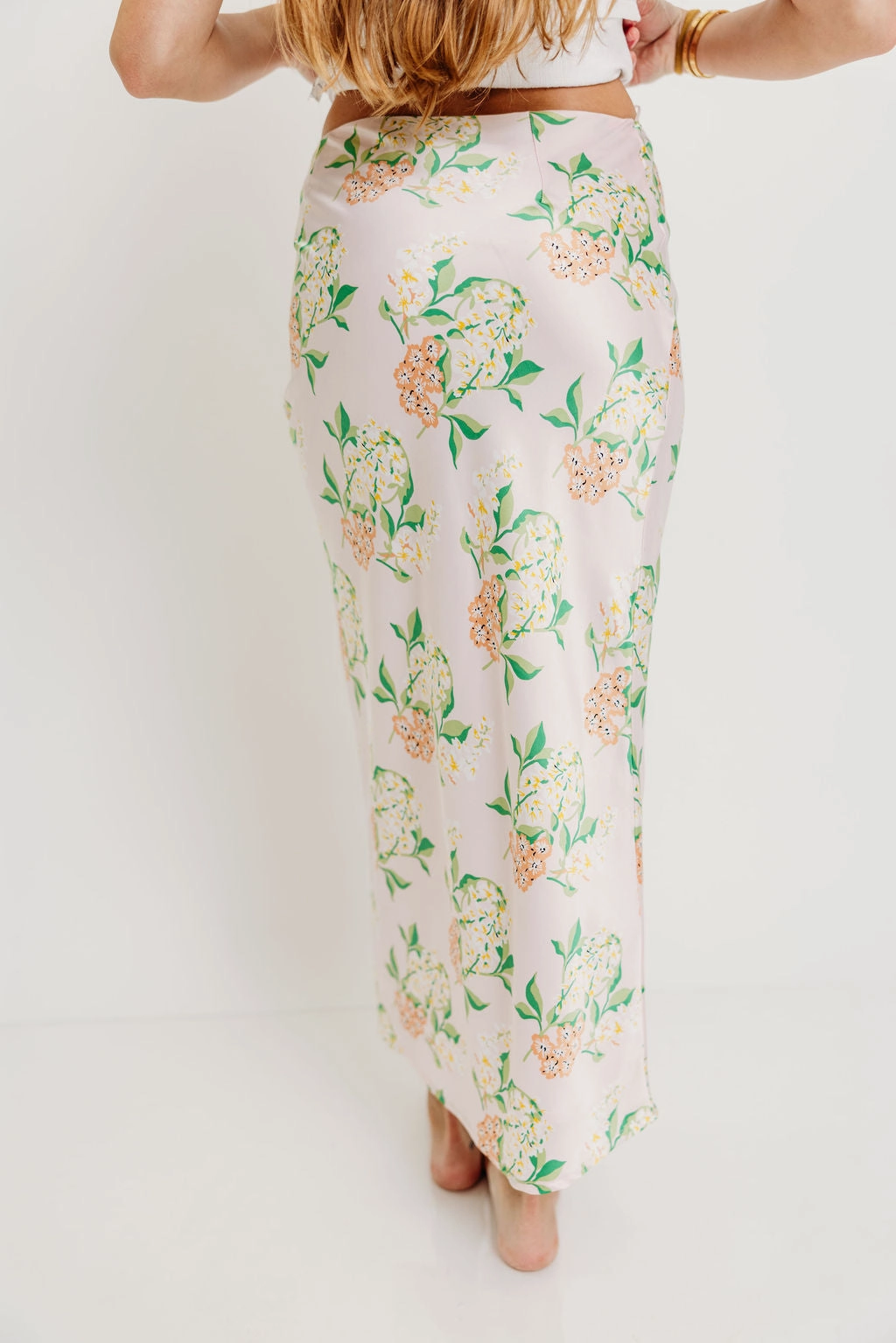Belinda Summer Blossom Maxi Skirt in Baby Pink *Final-Sale* Heritage Inspired Modern Tones