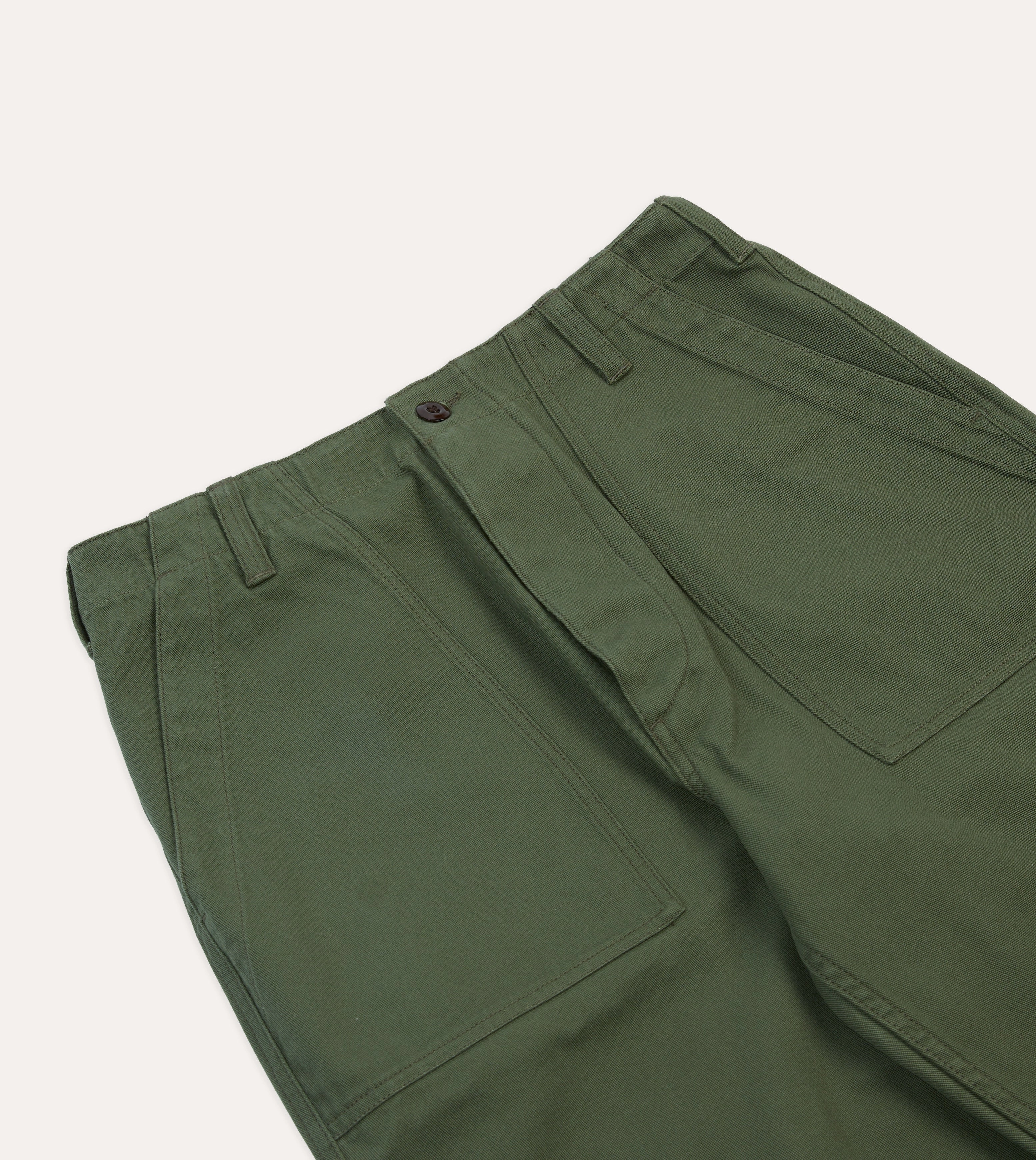 Olive Cotton Fatigue Trouser Water resistant coating