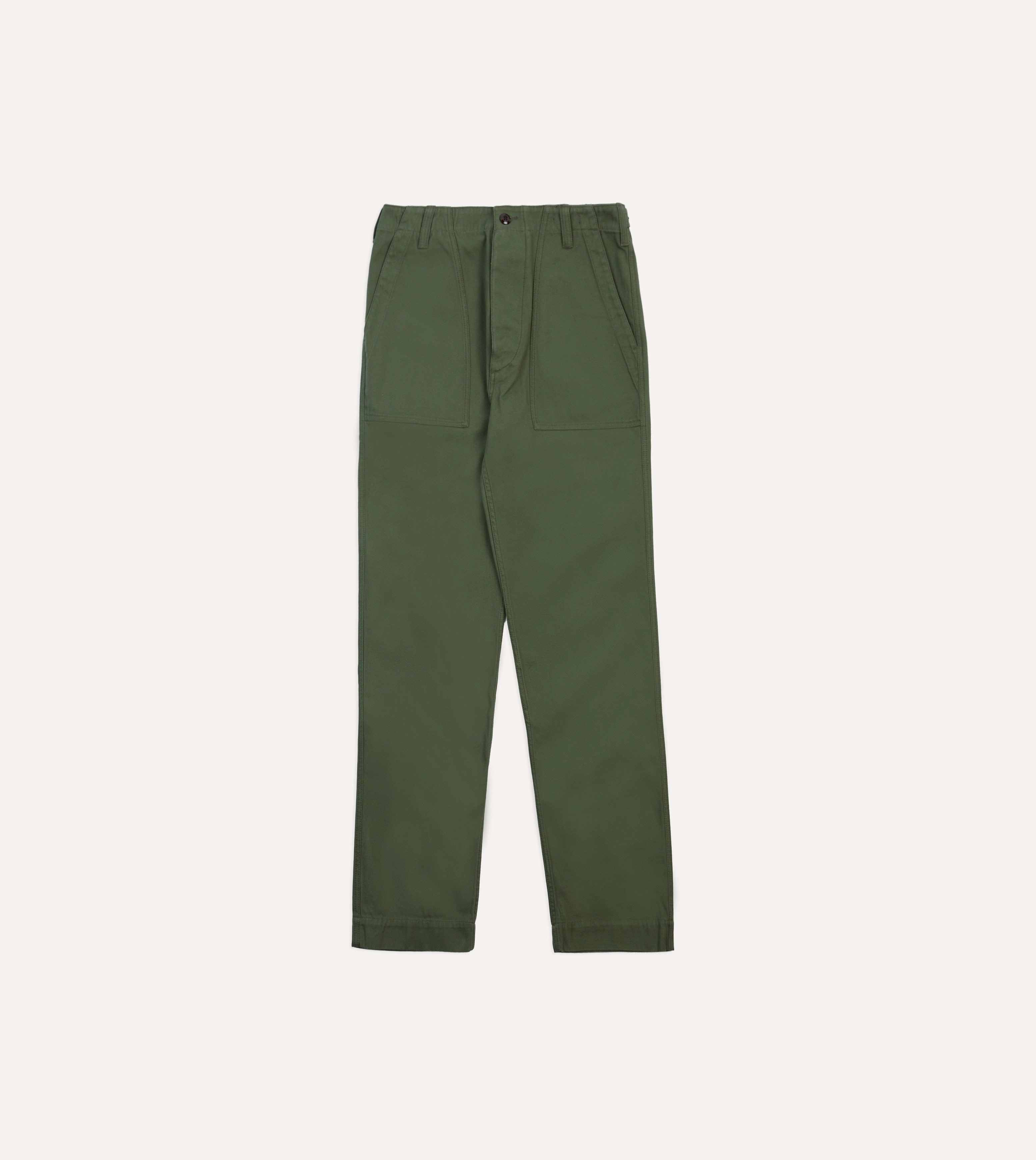 Olive Cotton Fatigue Trouser Mid Rise