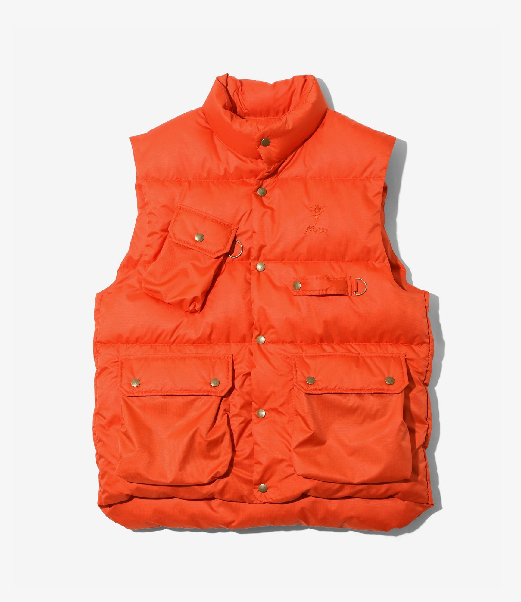 River Trek Down Vest ?C Orange Ripstop without buttons Industrial Strength Stitching