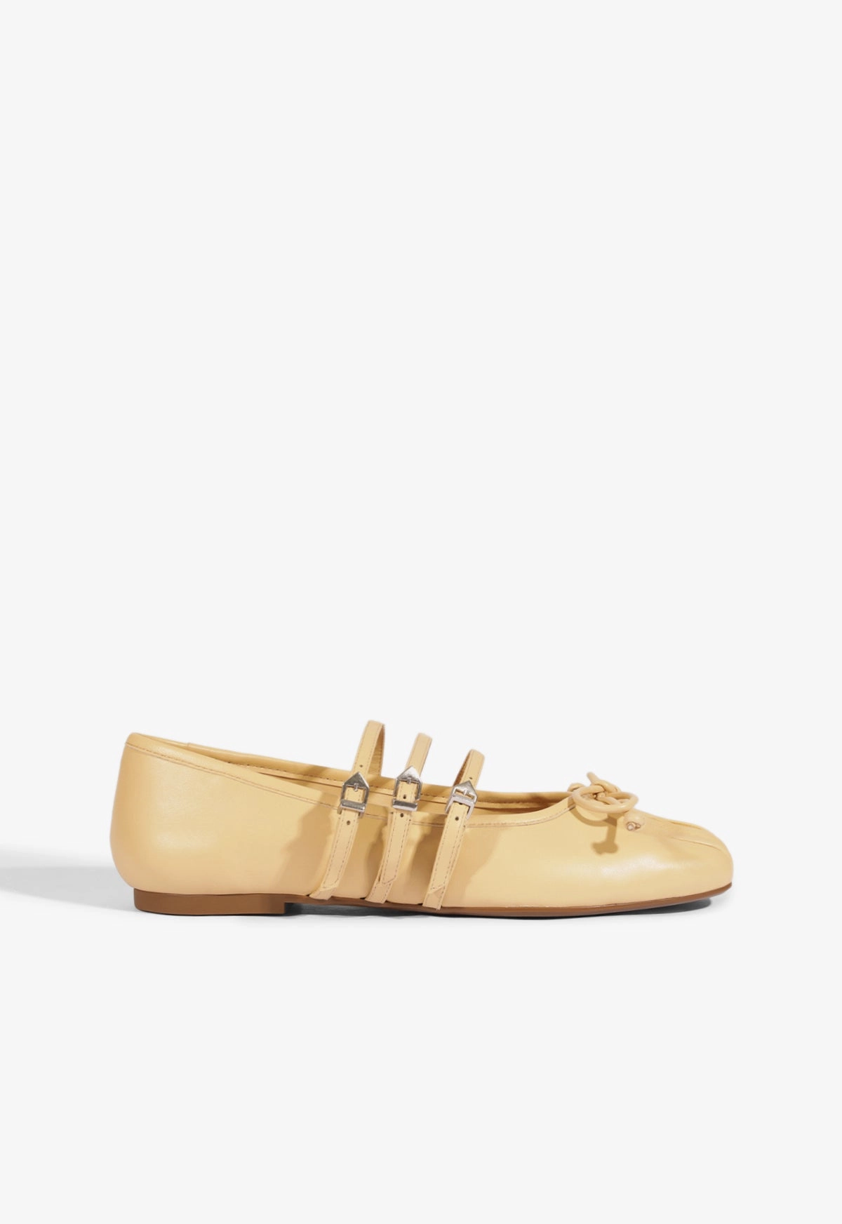 Arissa Beige Leather Ballet Flat Market Glow Rock Glow