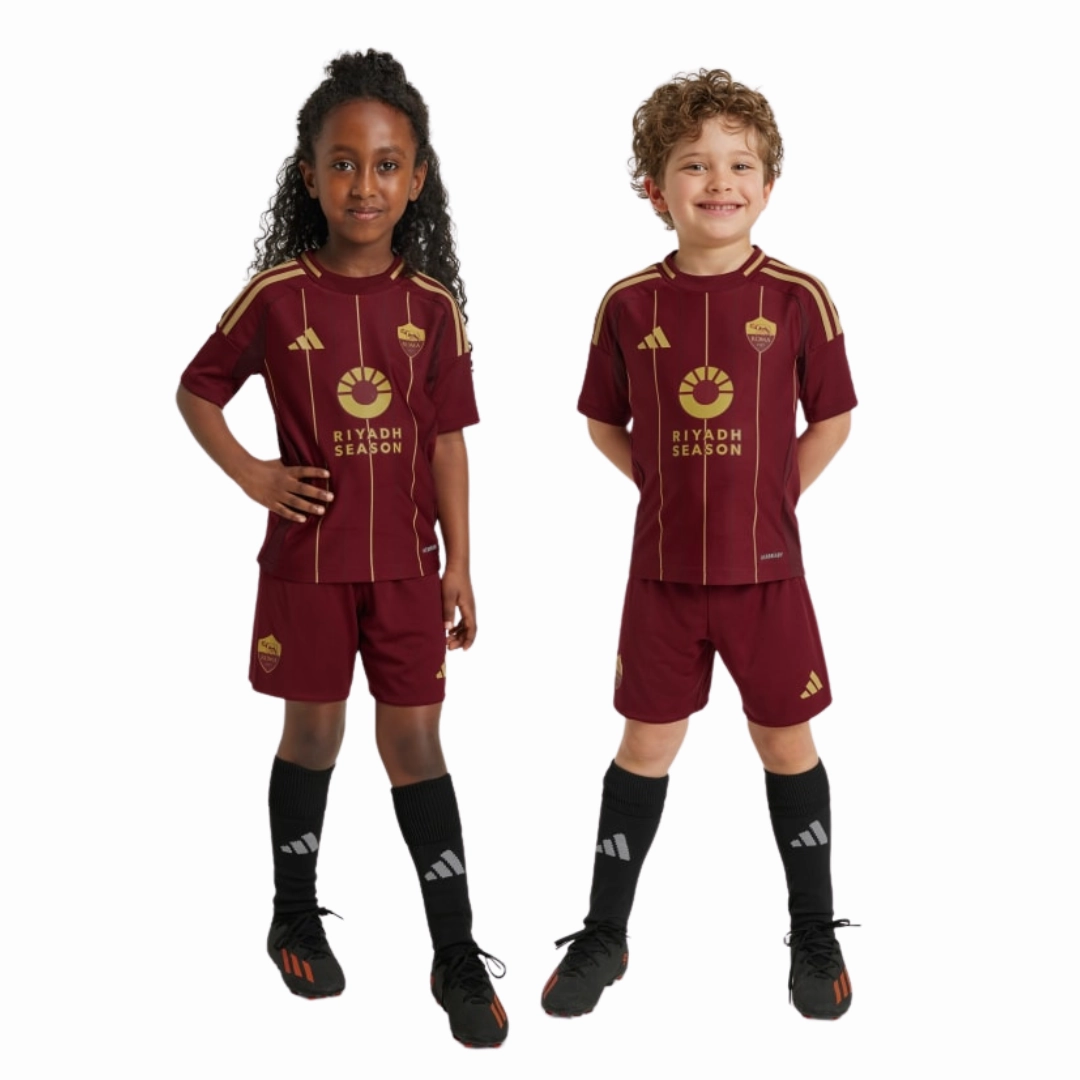 Relaxed Neckline AS Roma 24-25 Home Mini Kit Full Set Shirt & Short