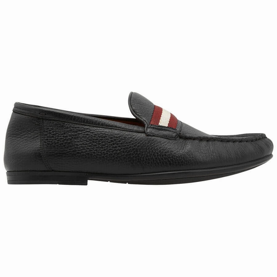 City Event Way Safe Bally Crokett Men's 6228362 Black Leather Loafers