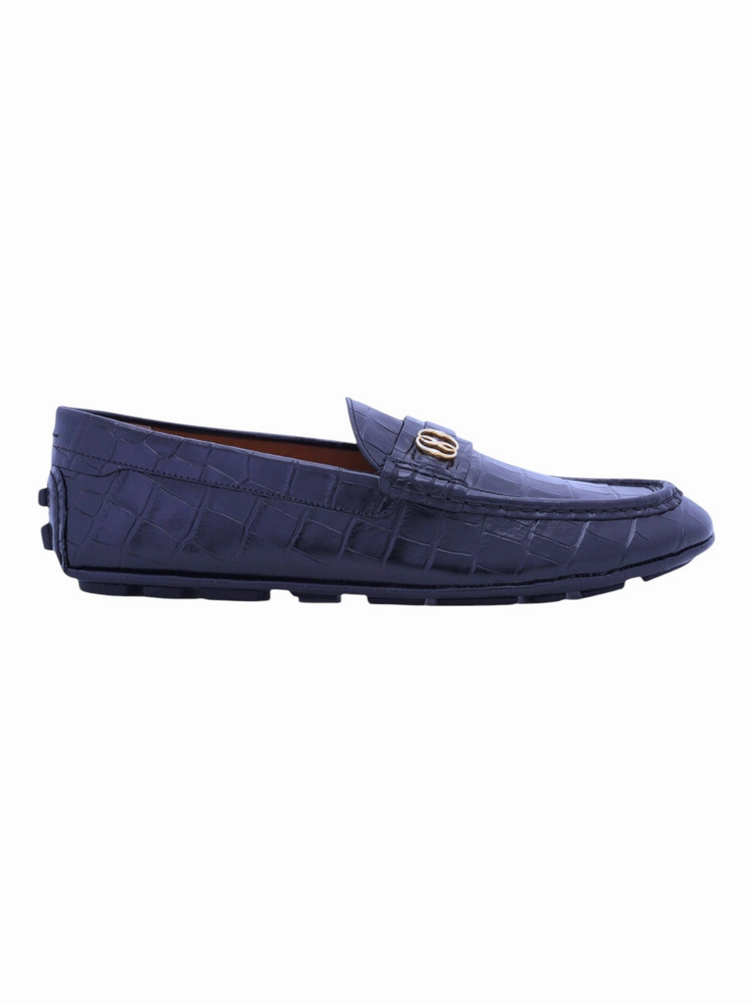 Subtle Fashion Bally Keeper 6305314 Men's Midnight Croc-Embossed Kerbs Drivers