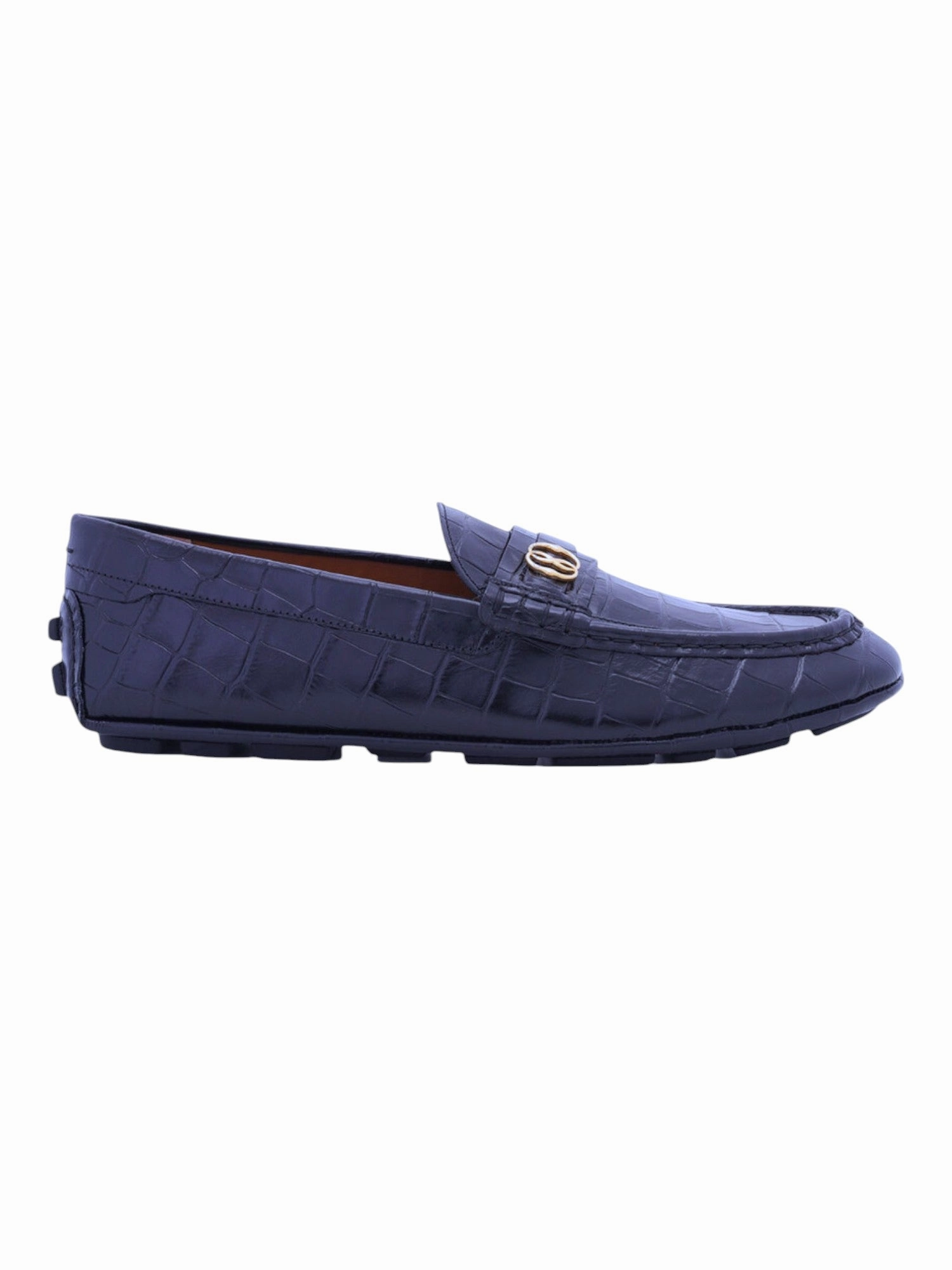 Relaxed Walking Comfort Bally Keeper 6305314 Men's Midnight Croc-Embossed Kerbs Drivers