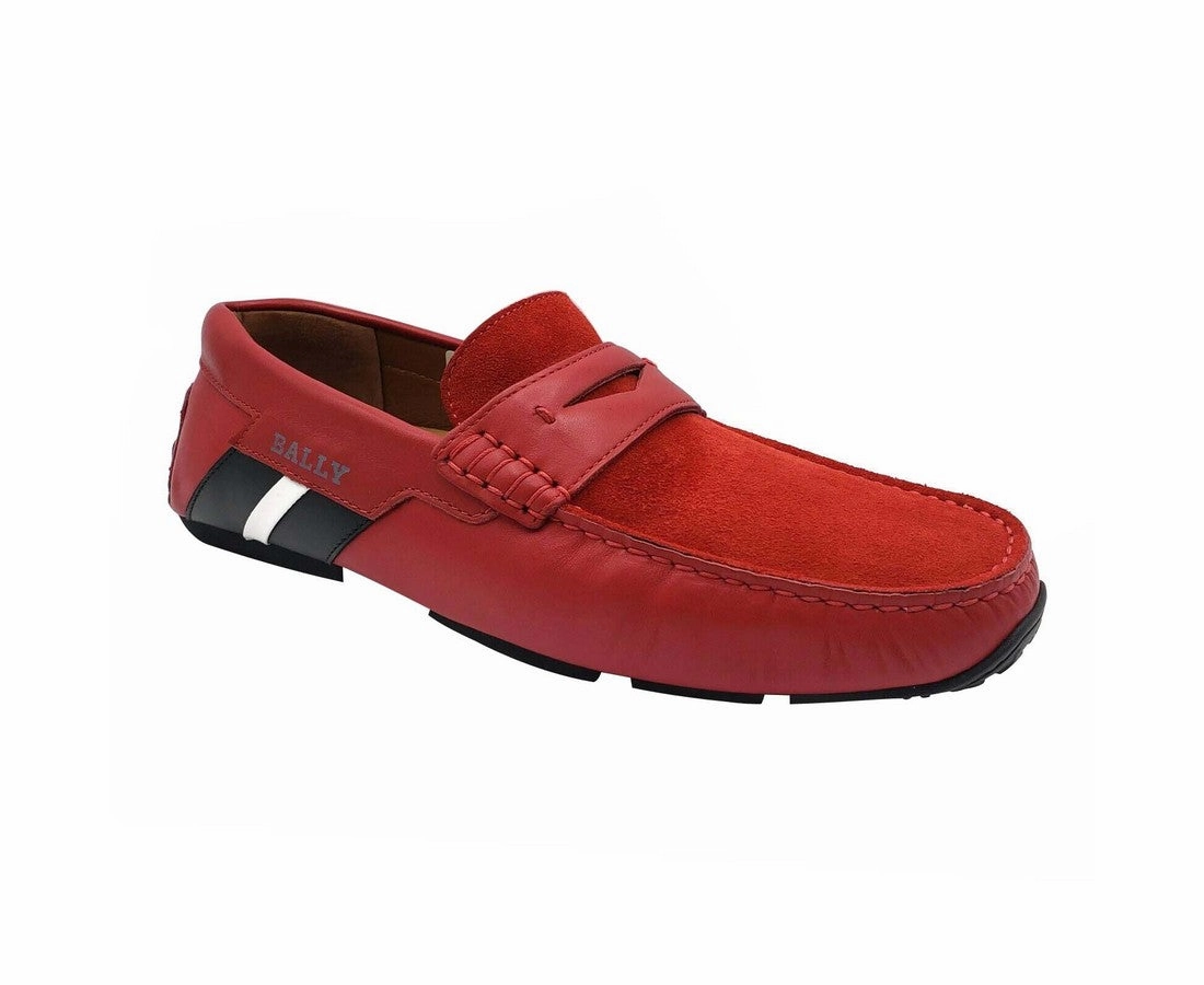 Bally Men's Piotre Leather / Suede With  /  Web Logo Slip On Loafer Shoes Shock Guard Stylish Movement