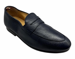 Bally Plumy 6300443 Men's Midnight Calf Grained Leather Loafers Style Mood Street Roam