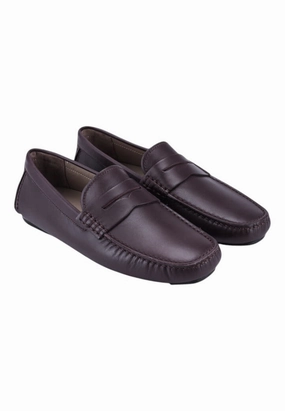 Street Fest Street Smart Bally Warno 6195749 Men's Chocolate Calf Plain Leather Driver Loafers