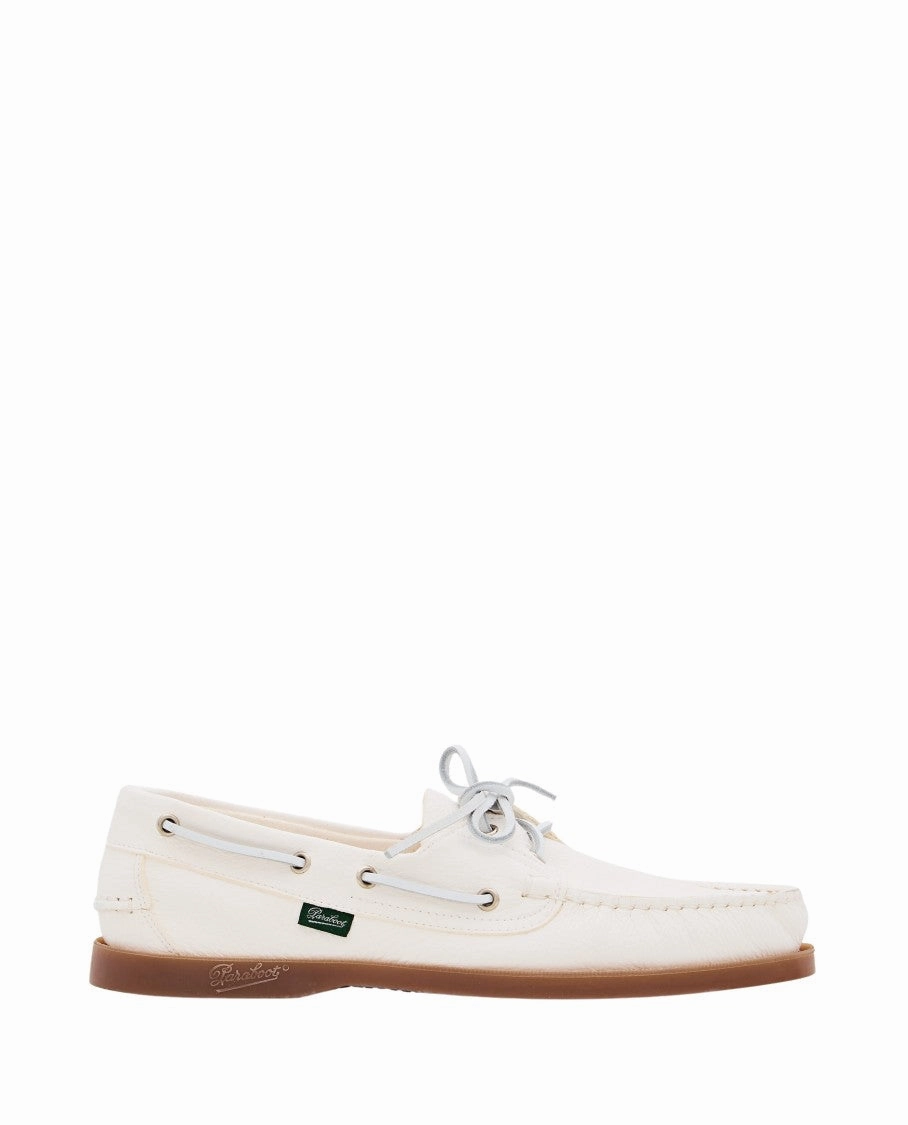 Barth White Leather Loafers With Durable Rubber Sole Sole Safe Fall Mood
