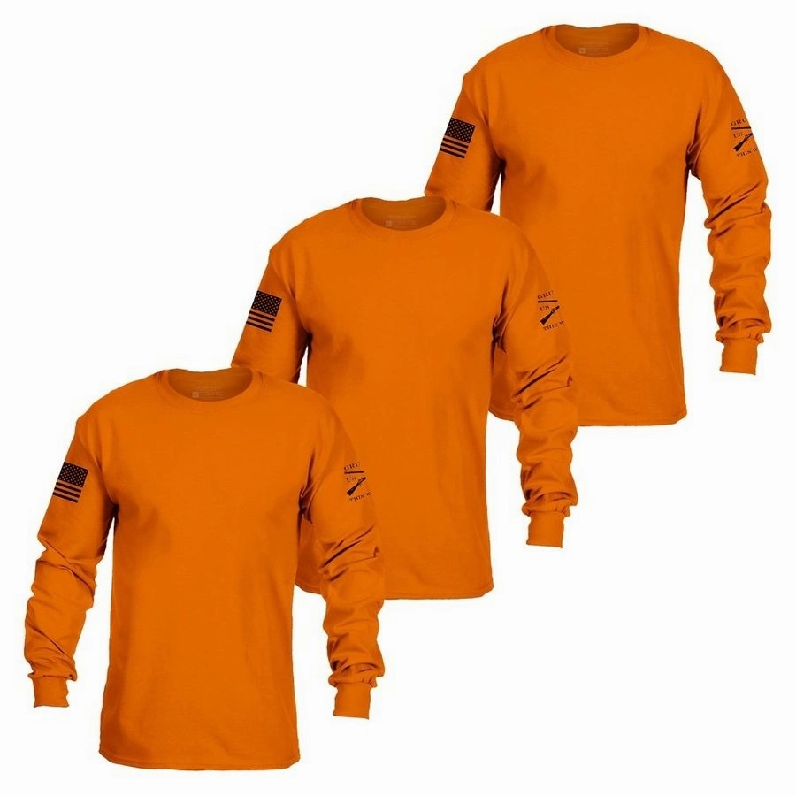 Basic Long Sleeve Safety Orange 3-Pack Coastal Style