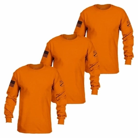 Basic Long Sleeve Safety Orange 3-Pack Stretch waistband