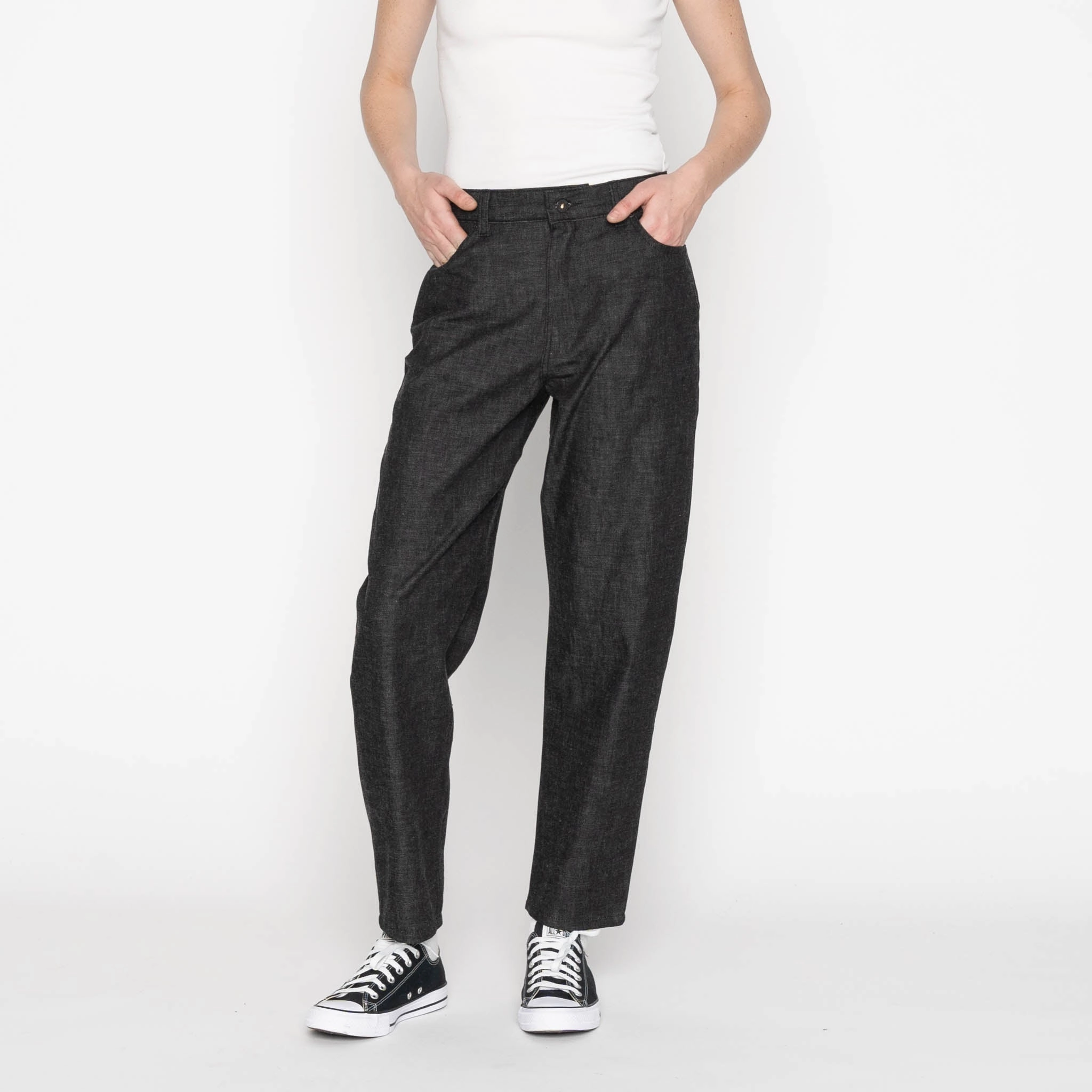 Minimalist Pocket Design Parent Style Trend Setter Bestie - Black Lightweight Denim - Black