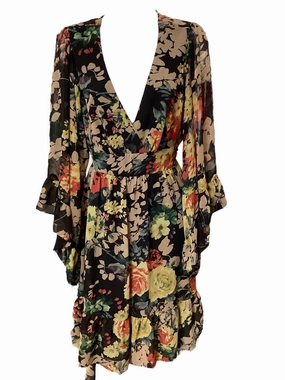 Betsey Johnson Women's Dress Multi Black 14=L Clean Lines Functional Fit