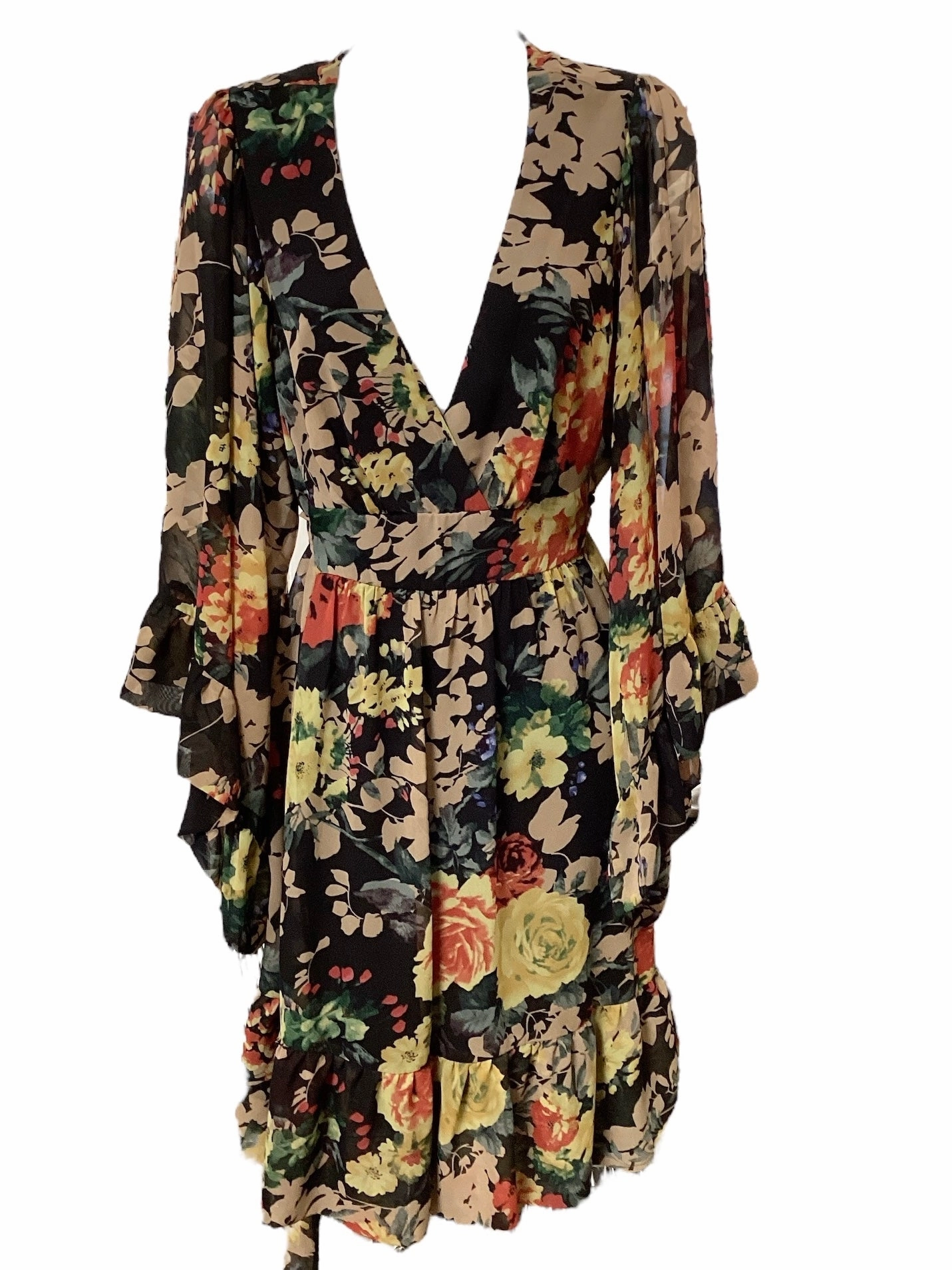 Betsey Johnson Women's Dress Multi Black 14=L Clean Lines Functional Fit