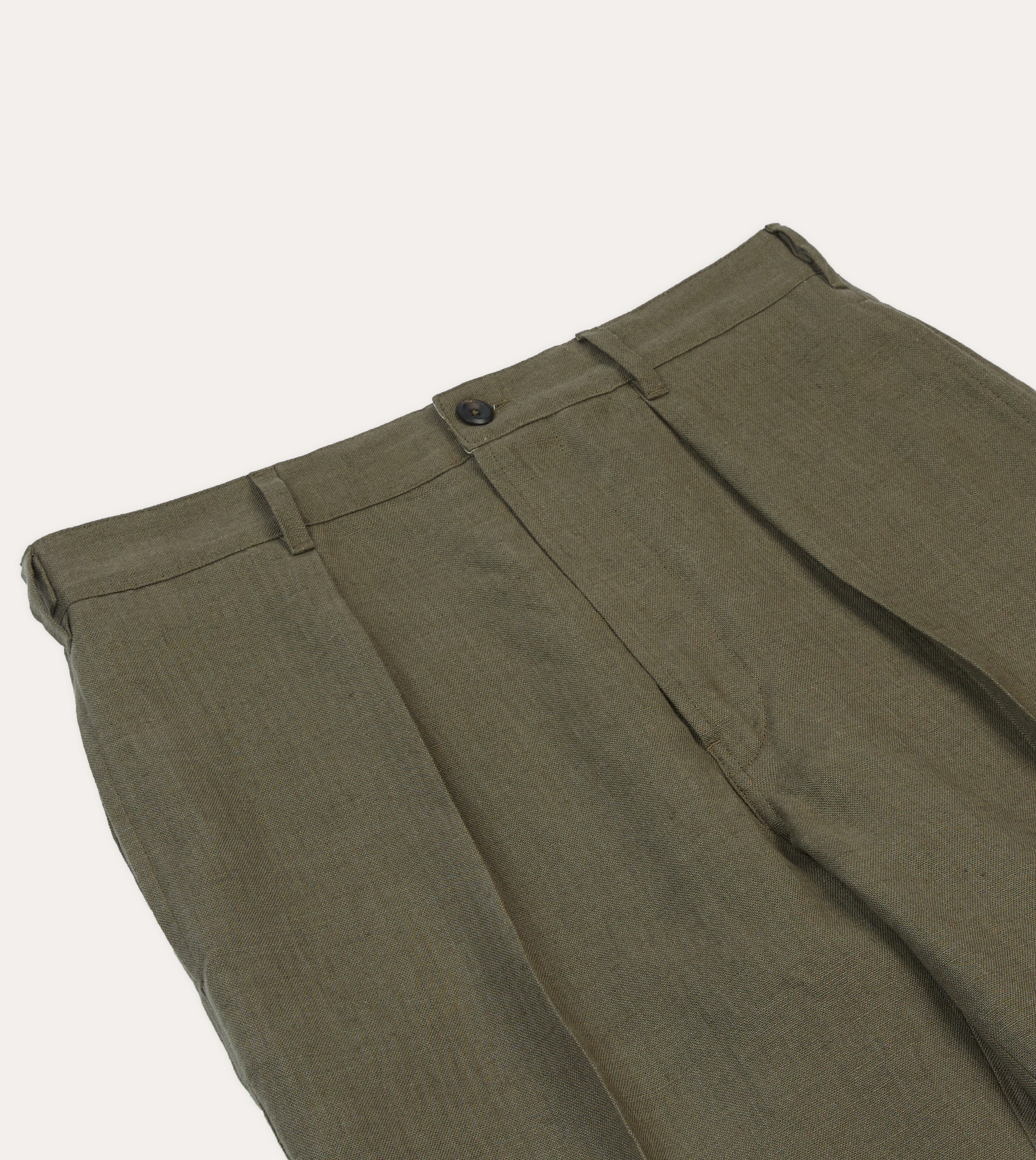 Olive Antique Linen Games Trousers Feminine Fit