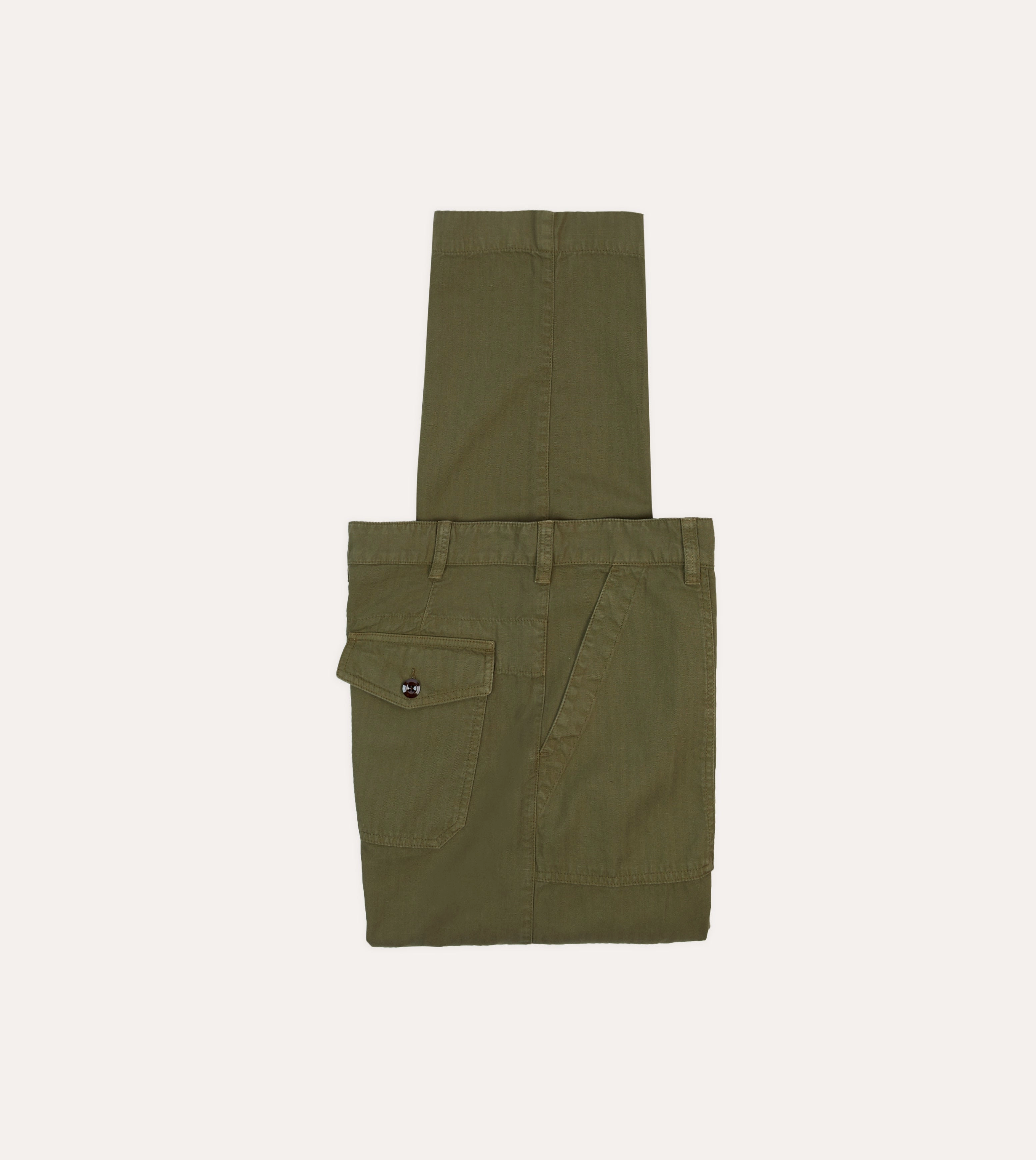 Core Utility Olive Cotton-Linen Herringbone Fatigue Trouser