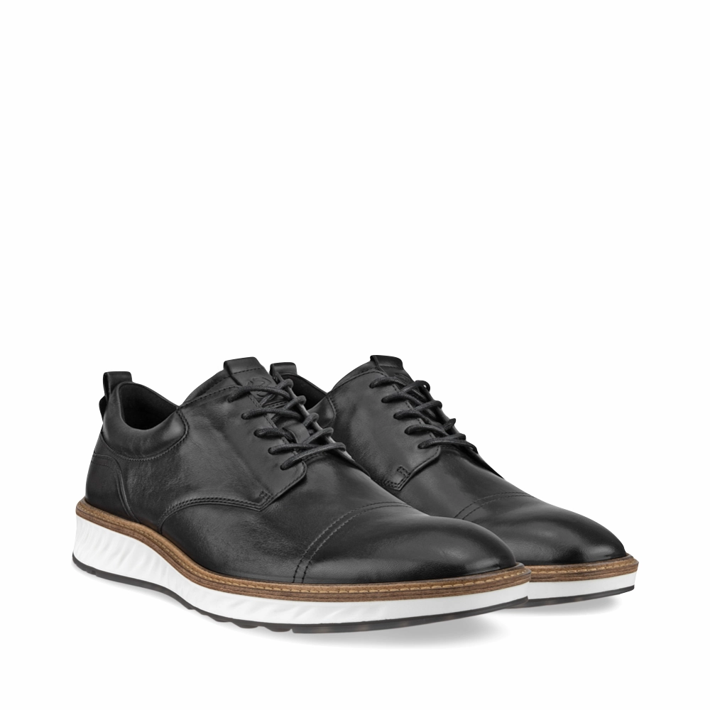 Ecco Men's ST.1 Hybrid Cap Toe Derby Lace in Black Fashion Clarity Clean Lines