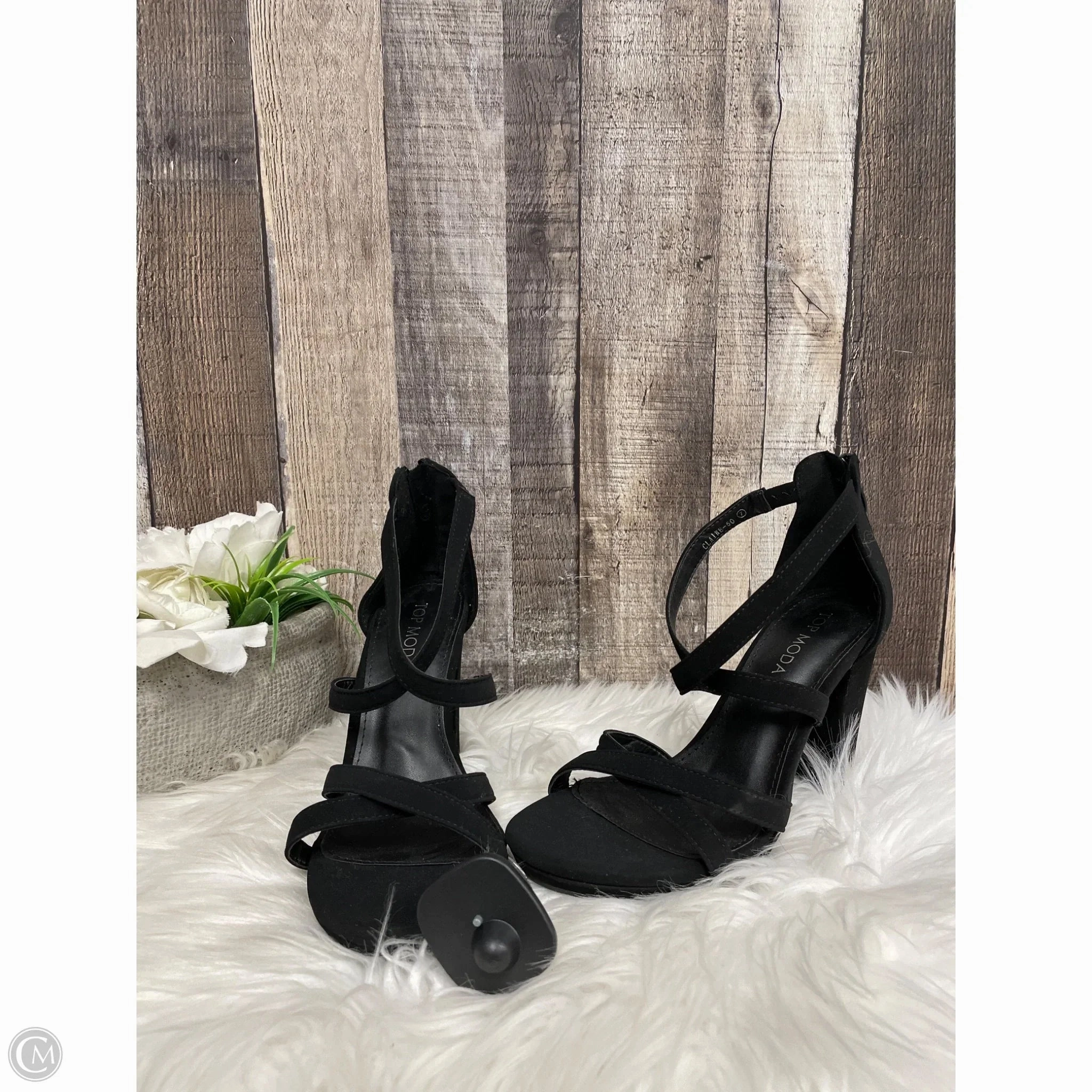 Shoes Heels Block By Top Moda In Black, Size: 7 Casual Style