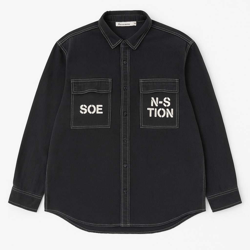 Next Denim Black Vintage Shirt Casual Comfort