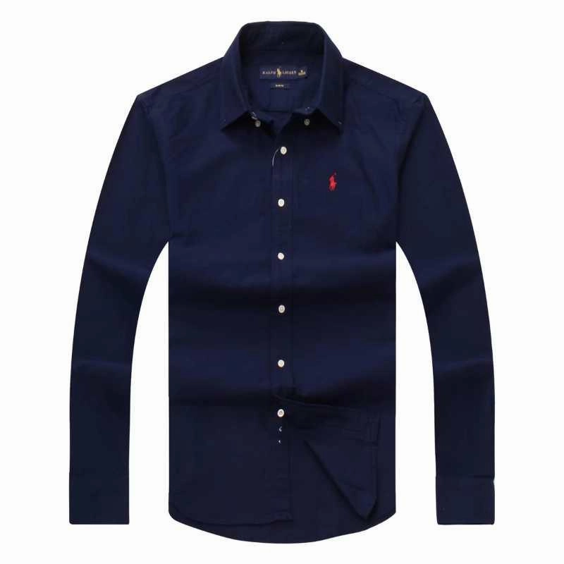 Ralph Lauren Male Long Sleeve Navy Blue Oxford Low Maintenance