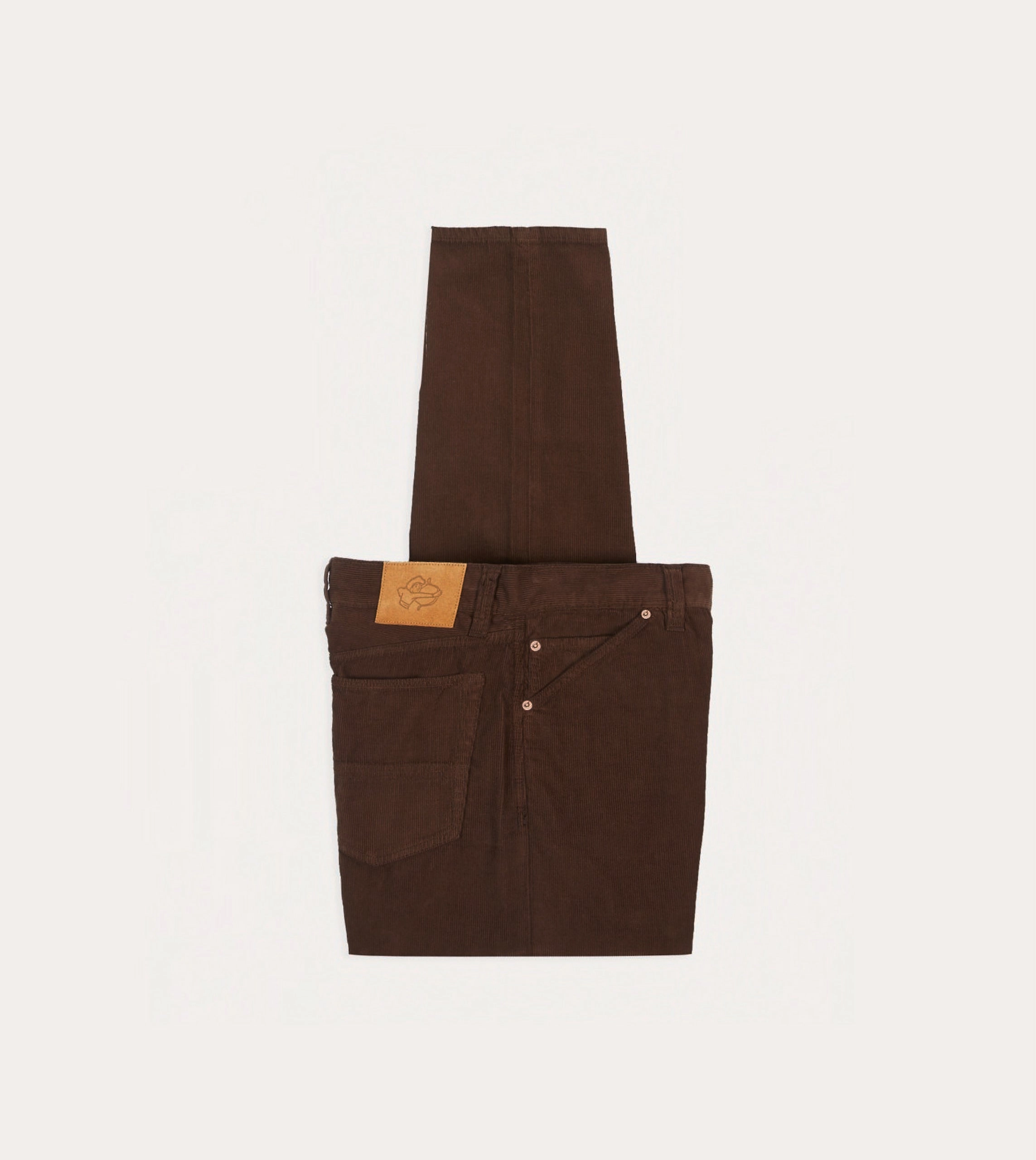 relaxed shape Brown Japanese Selvedge Needlecord Five-Pocket Trousers