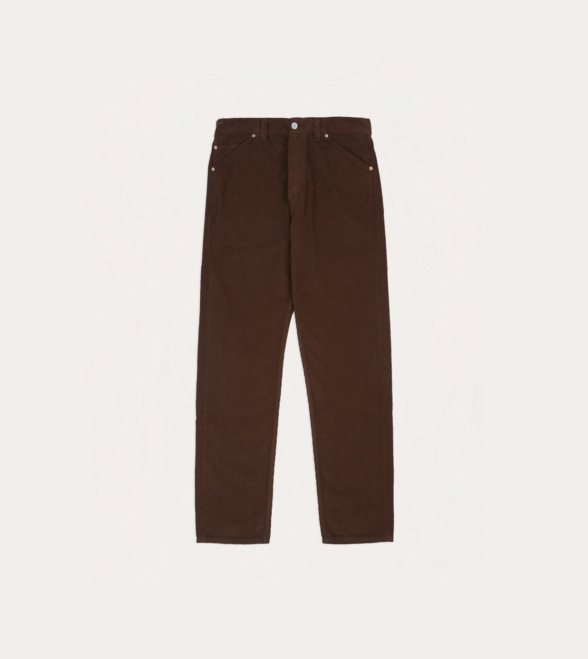 Brown Japanese Selvedge Needlecord Five-Pocket Trousers StretchWaistband Wide-leg cut