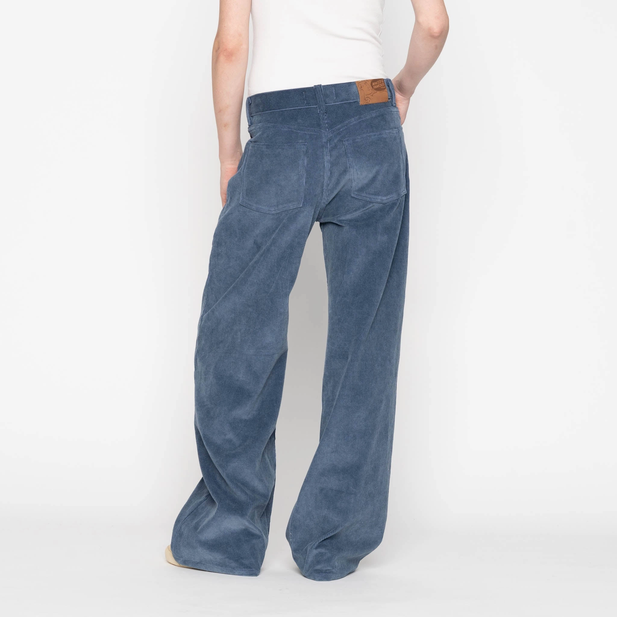 Artist Vibe Everyday Laser Cut Edges Wide Wild West  - Organic Faded Corduroy - Indigo