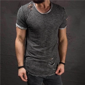 Anti Pilling Finish Luxurious Feel West Louis? Ripped Slim Fit Cotton T-Shirt