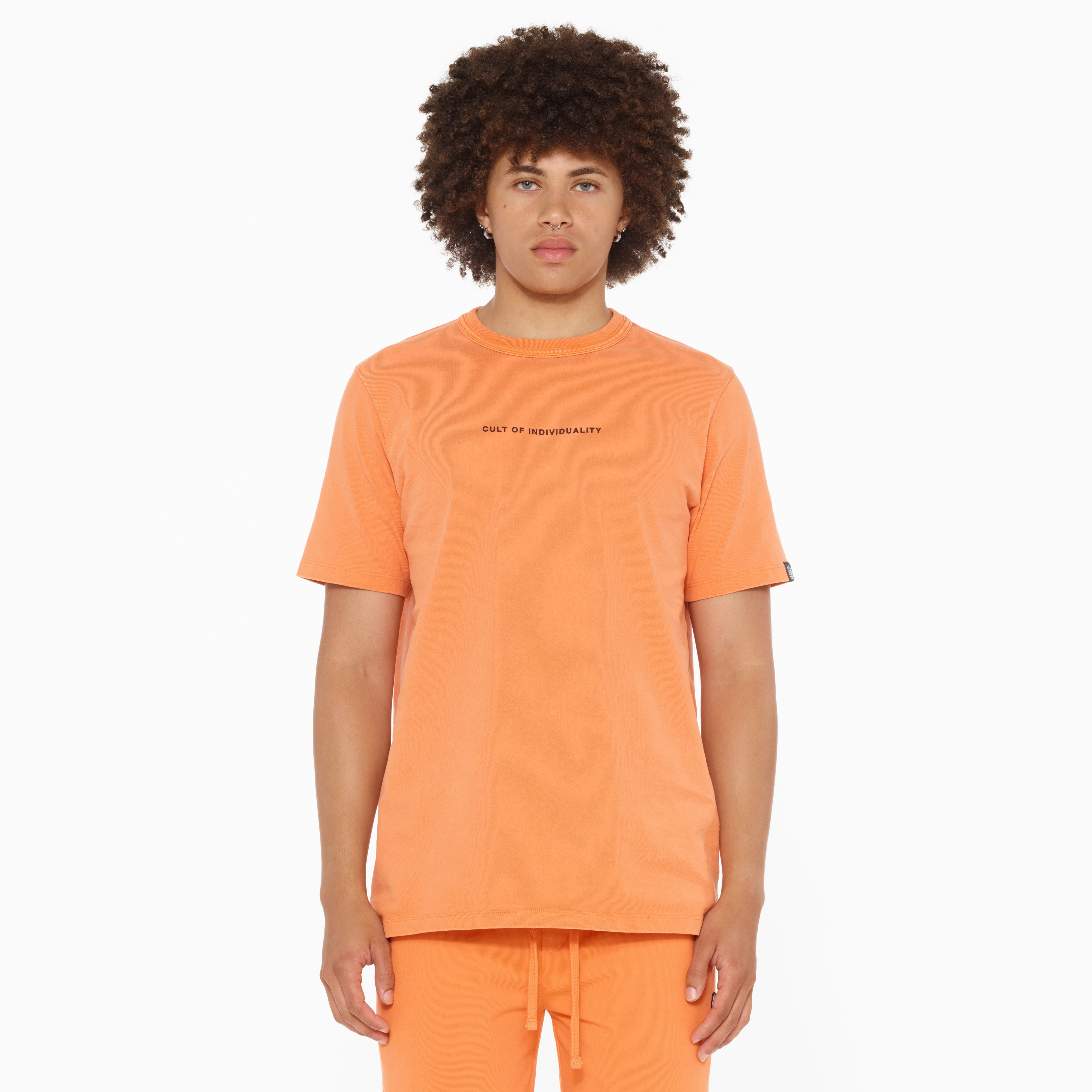 BiodegradableMaterial Cult's Heavyweight Short Sleeve Crew Neck Tee "Shimuchan" Logo in Orange