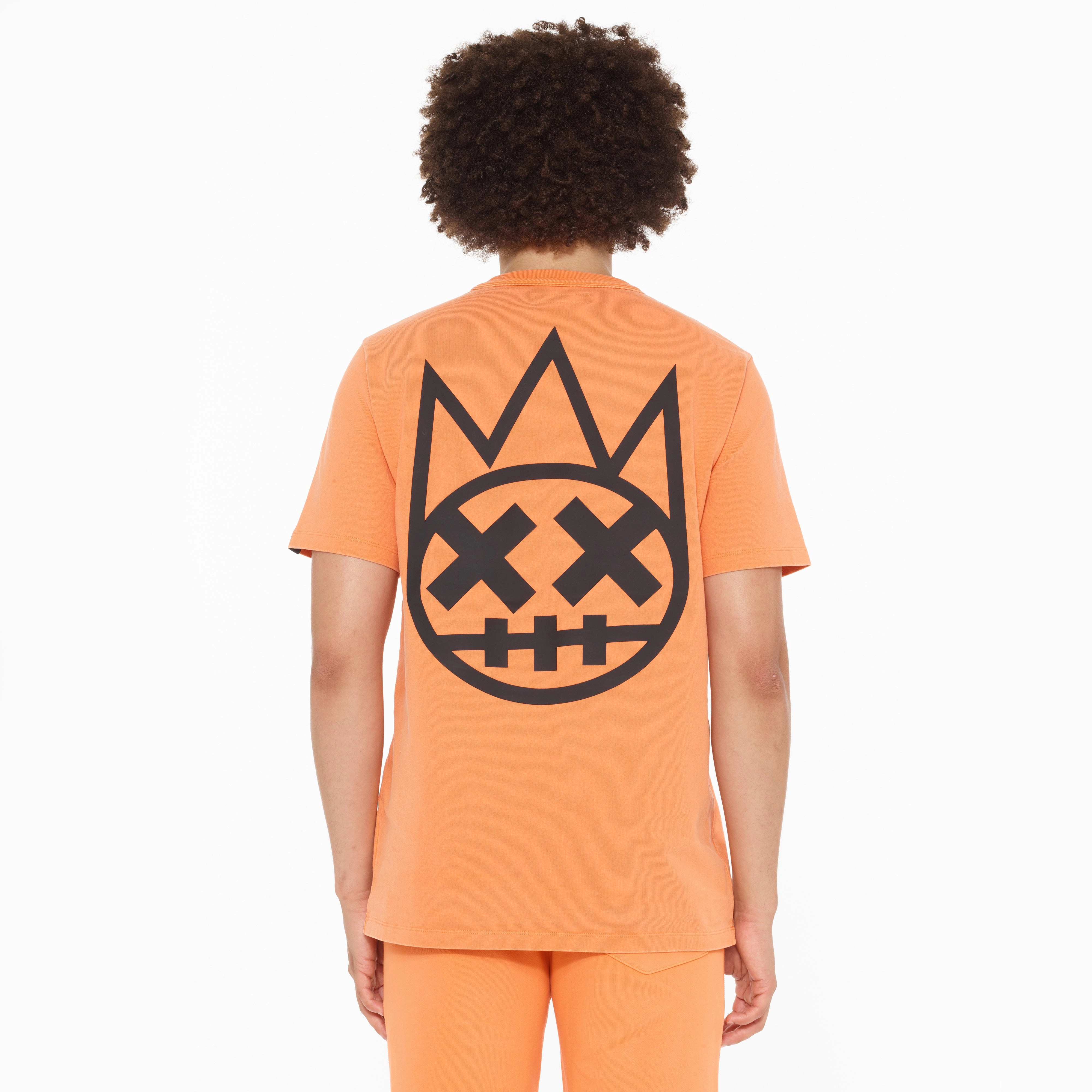 Thermal regulation Stone Wash Process Cult's Heavyweight Short Sleeve Crew Neck Tee "Shimuchan" Logo in Orange