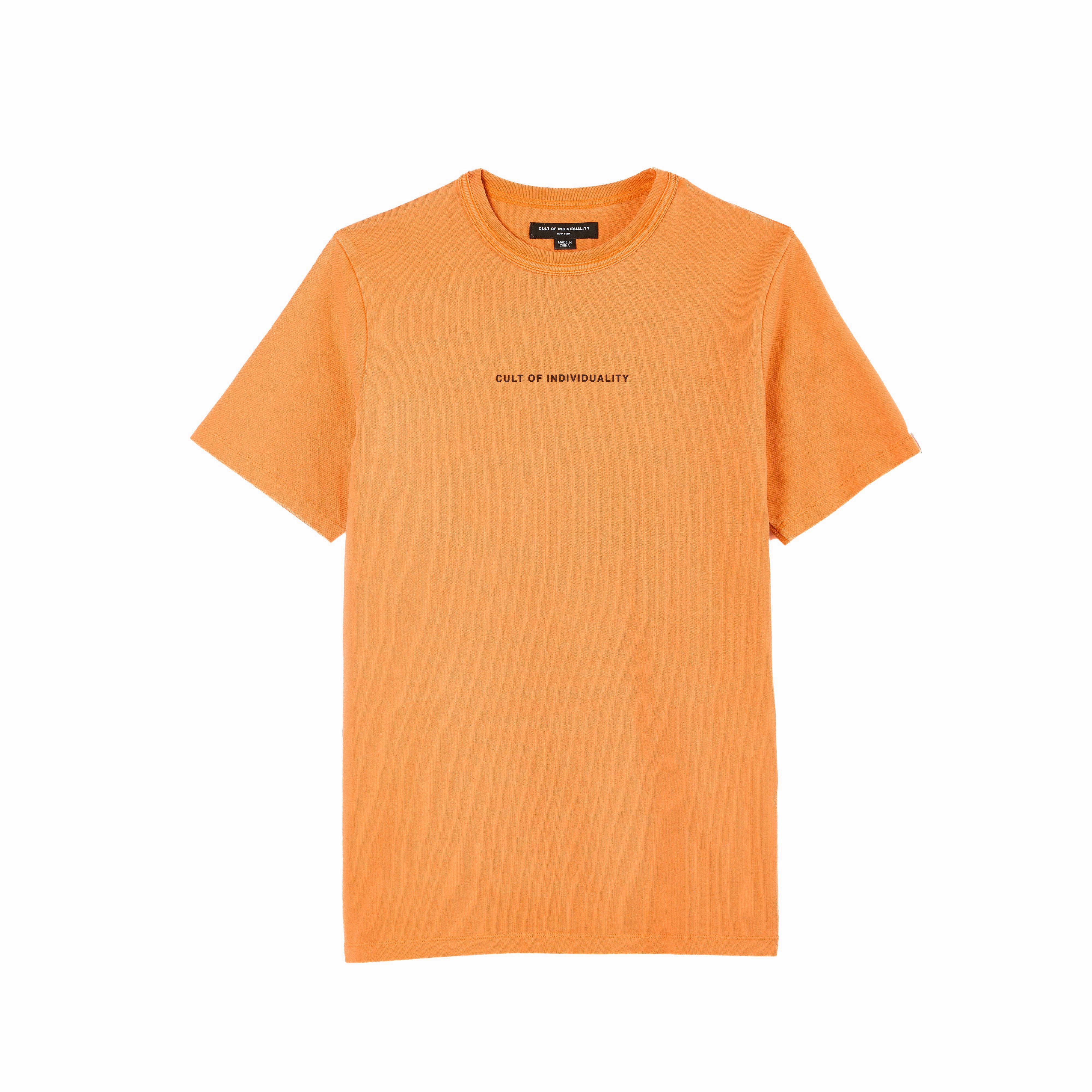 Light Comfort Style Casual Active Wear Cult's Heavyweight Short Sleeve Crew Neck Tee "Shimuchan" Logo in Orange
