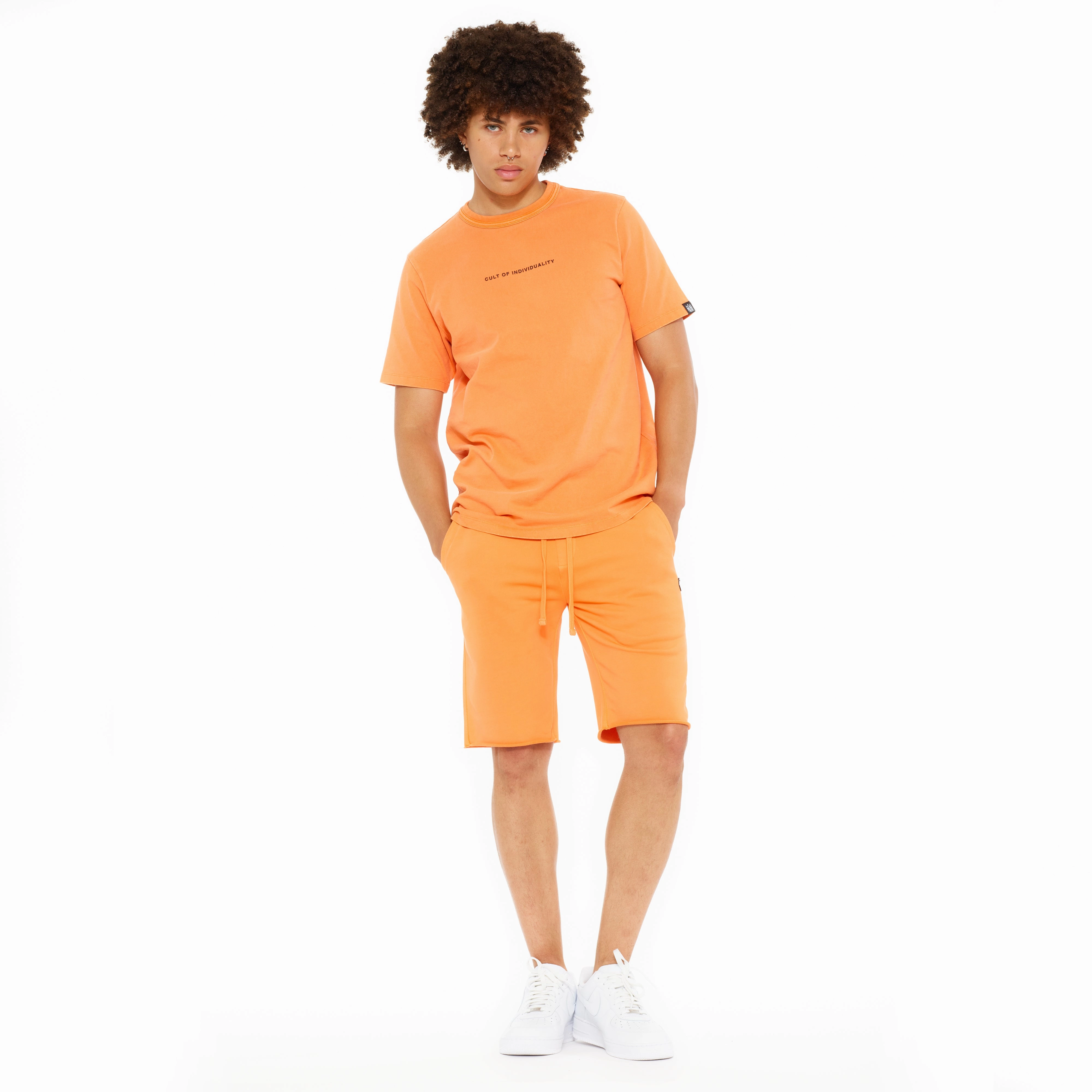 Cult's Heavyweight Short Sleeve Crew Neck Tee "Shimuchan" Logo in Orange Everyday Top