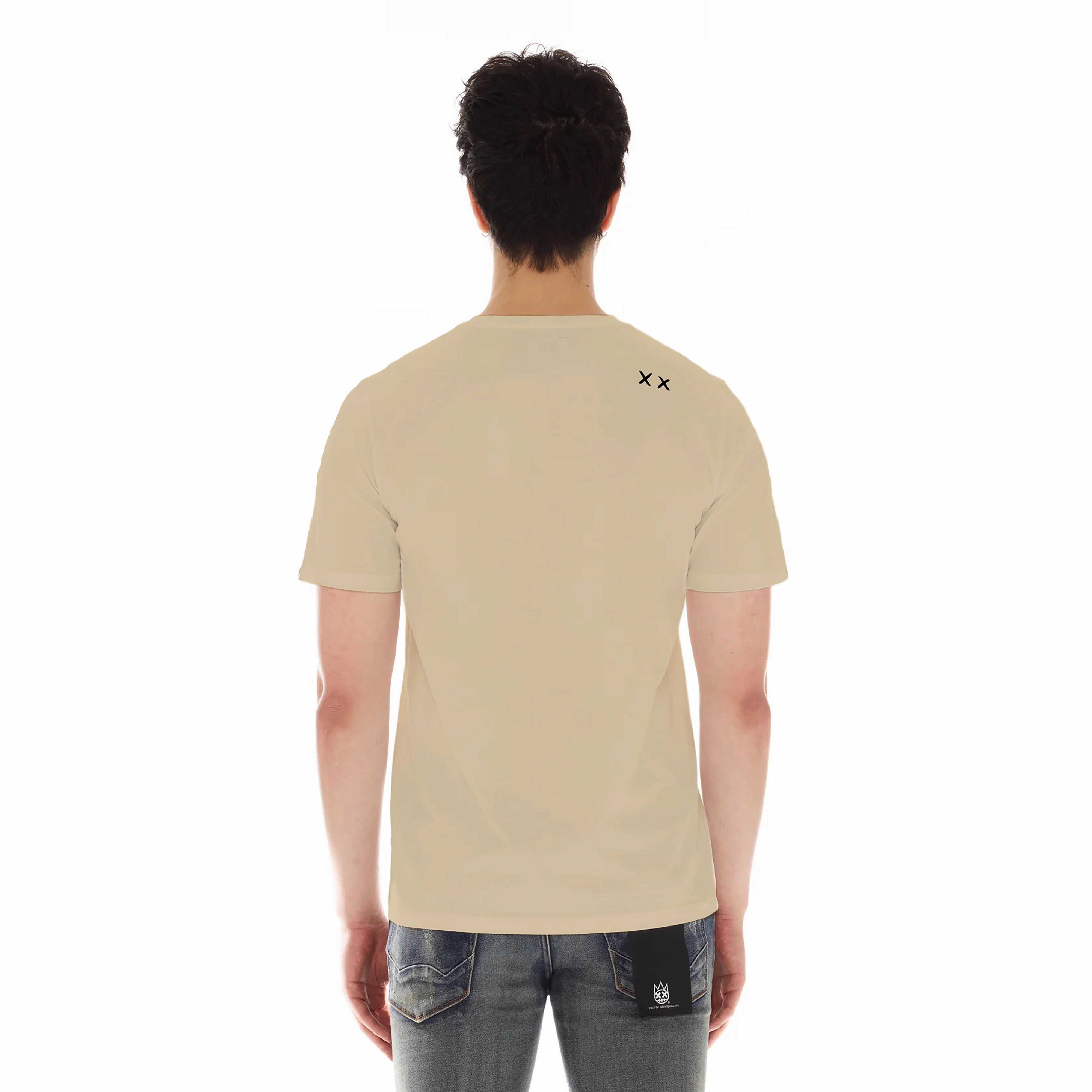 Slim Waist Cult's Short Sleeve Crew Neck Tee "Cult Tour" in Beige