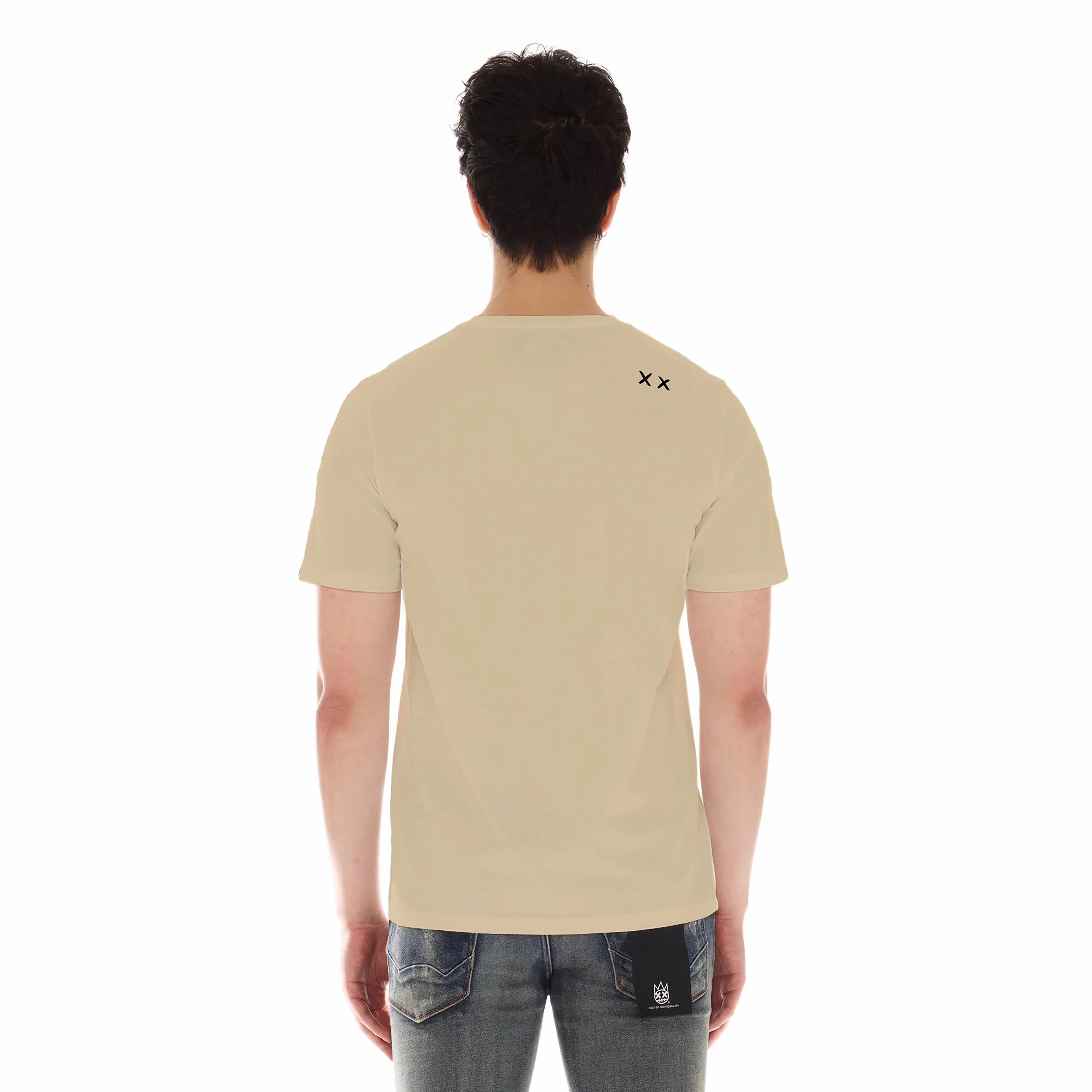 Cult's Short Sleeve Crew Neck Tee "Cult Tour" in Beige Seasonal Fashion