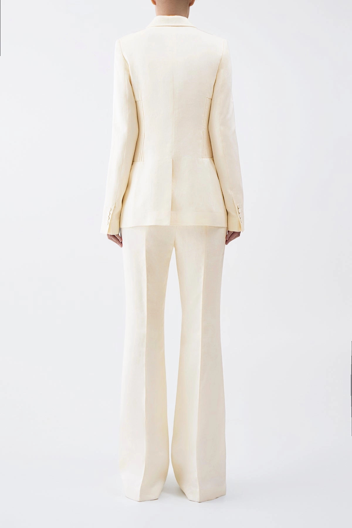 Brett Blazer in Ivory Textured Linen Chic and Clean