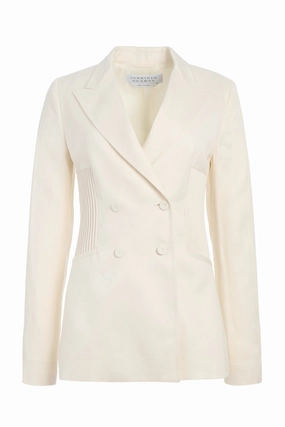 Brett Blazer in Ivory Textured Linen Chic Work Outfit Relaxed Layers