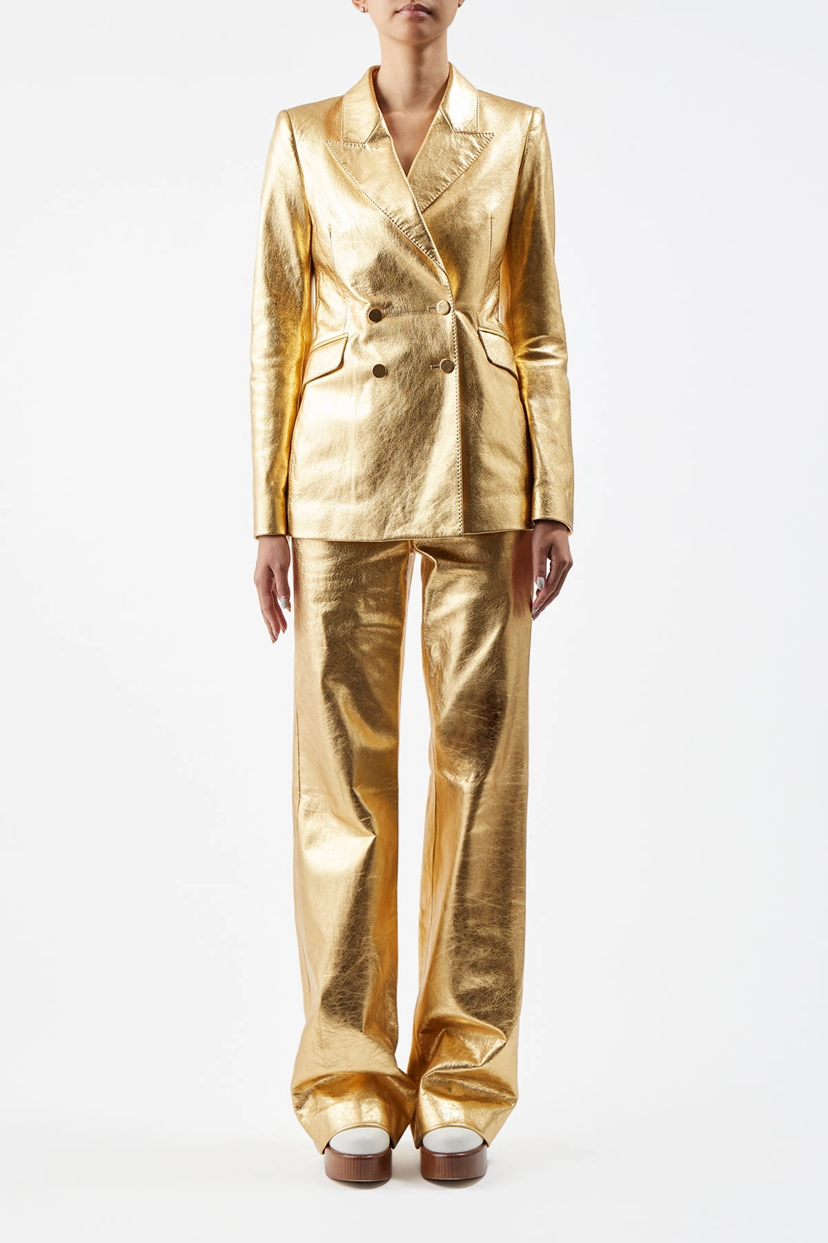 Angela Blazer in Gold Metallic Nappa Leather Professional Wearable