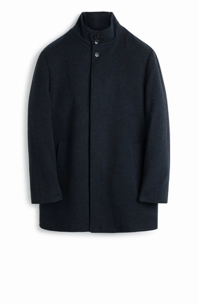 MONT-ROYAL NAVY MELANGE WOOL & CASHMERE CAR COAT All Weather Piece Lightweight insulation